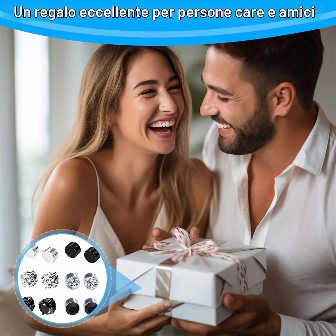 LuLiyLdJ 6 Paia di Orecchini Magnetici Senza Buco, 6mm, Acciaio Inossidabile con Zirconia Cubica, Nero - immagine 4