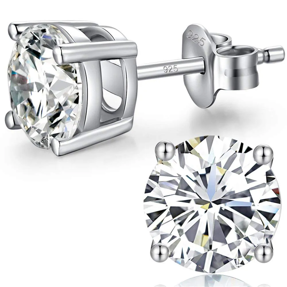 Jiahanzb Orecchini a Bottone in Argento 925 con Zirconi 7mm - immagine 1