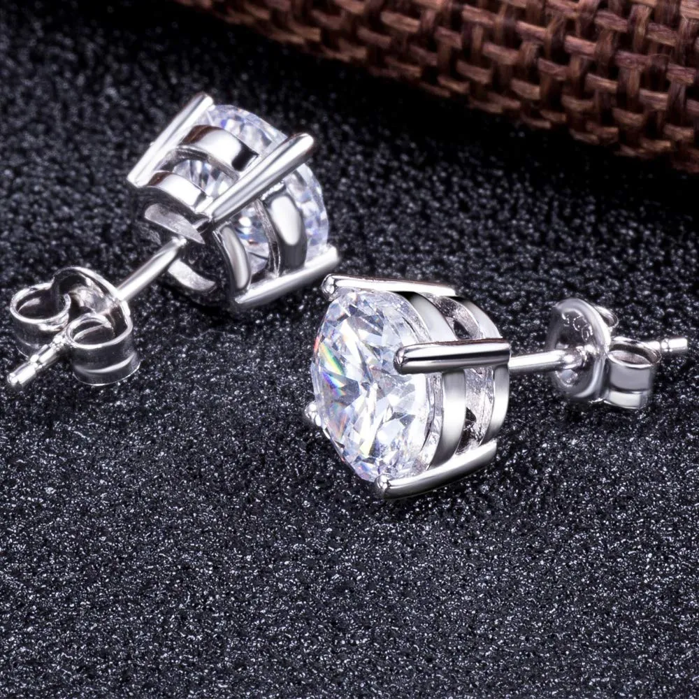 Jiahanzb Orecchini a Bottone in Argento 925 con Zirconi 7mm - immagine 2