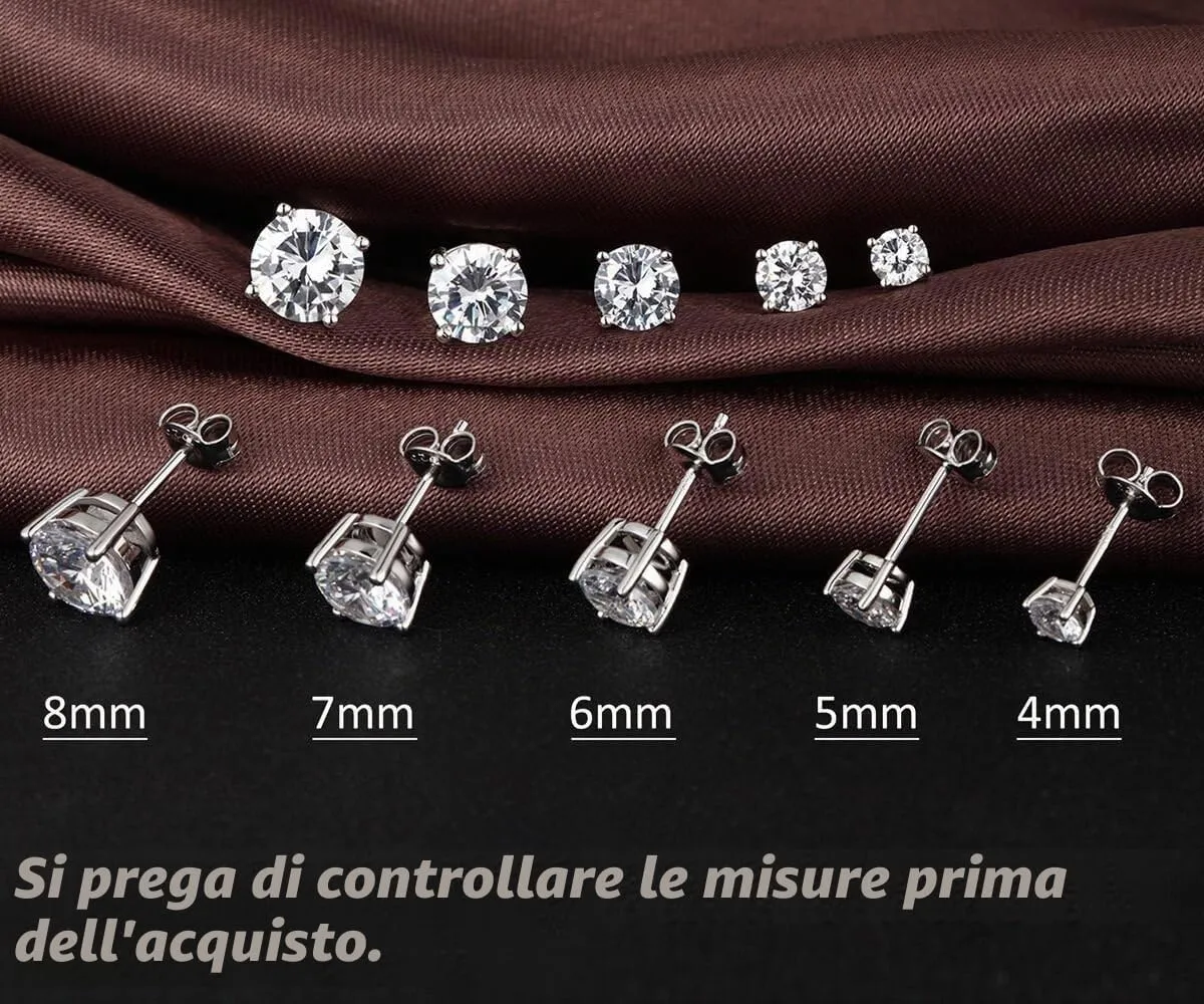 Jiahanzb Orecchini in Argento 925 con Zirconi 6mm - immagine 4