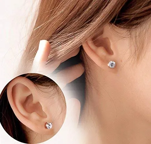Jiahanzb Orecchini in Argento 925 con Zirconi 6mm - immagine 5