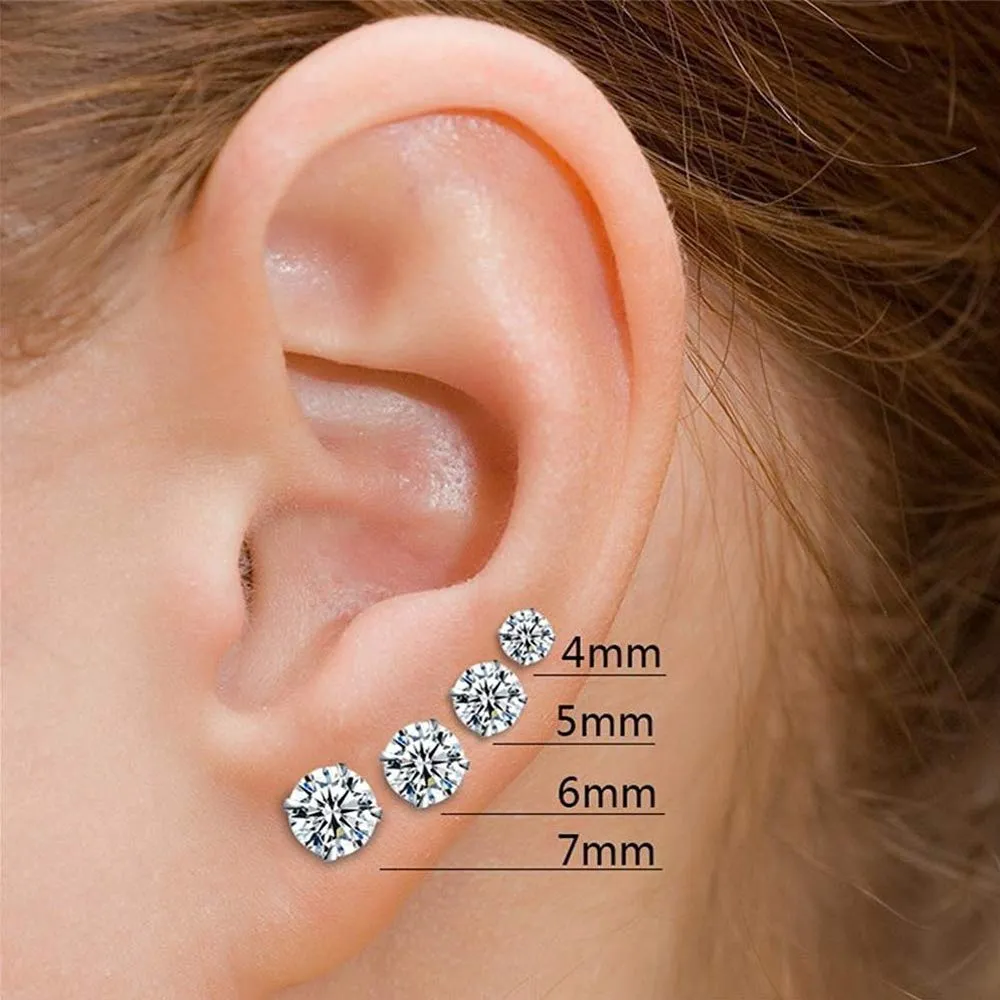 Jiahanzb Orecchini a Bottone in Argento 925 e Zircone 4mm - immagine 3