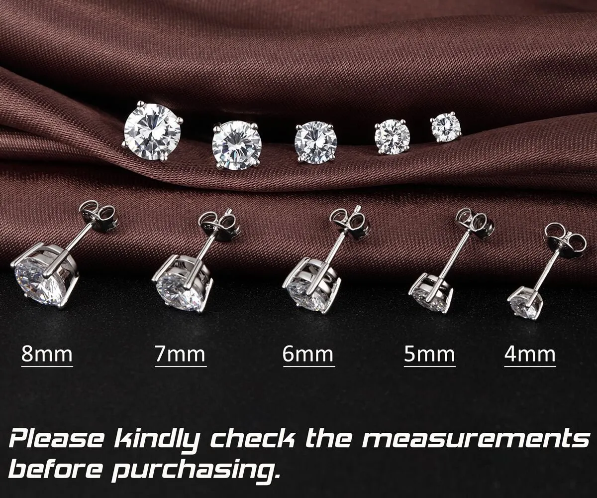 Jiahanzb Orecchini a Bottone in Argento 925 e Zircone 4mm - immagine 7