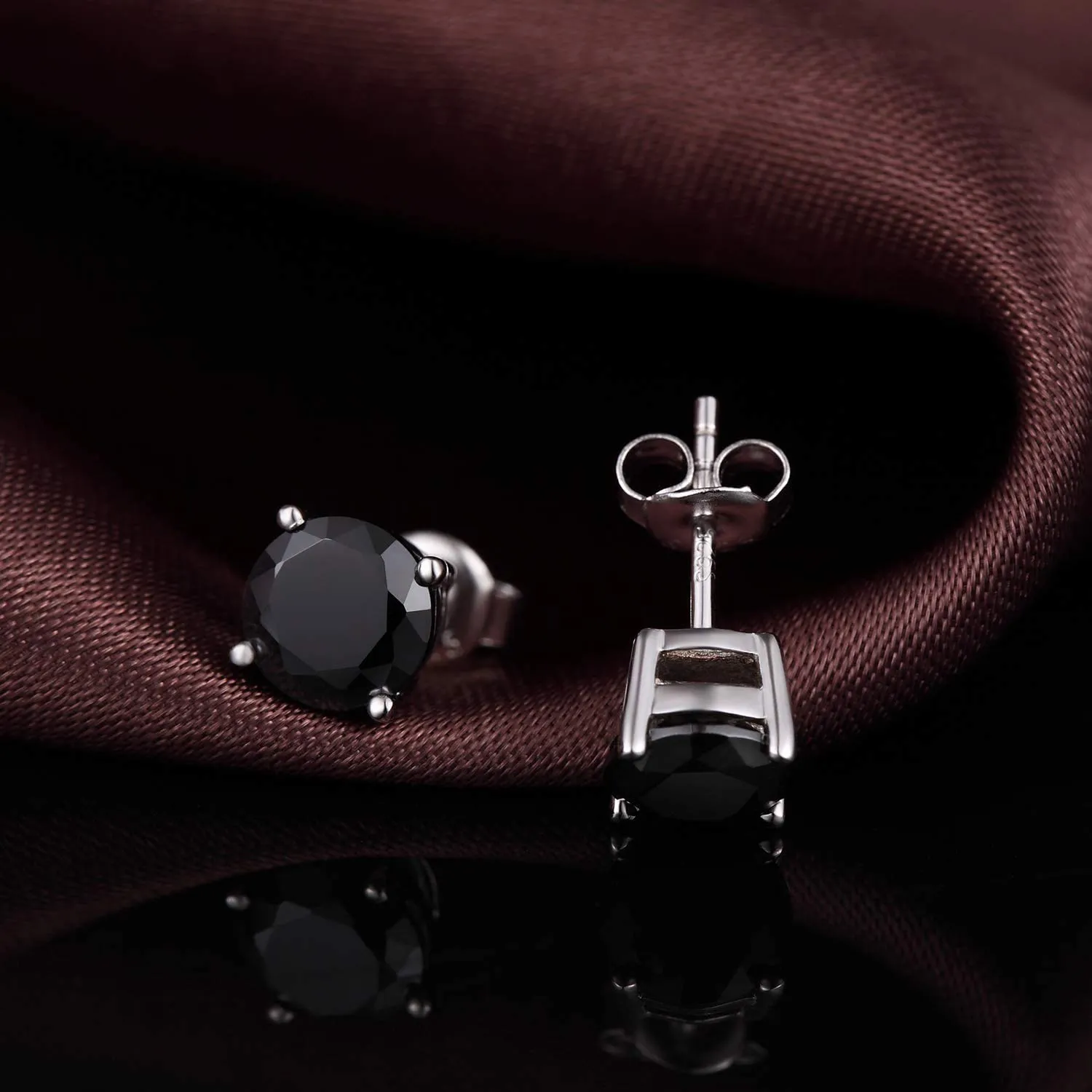 Jiahanzb Orecchini in Argento Sterling 925 con Zirconia Cubica Nera 7mm per Uomo e Donna - immagine 6