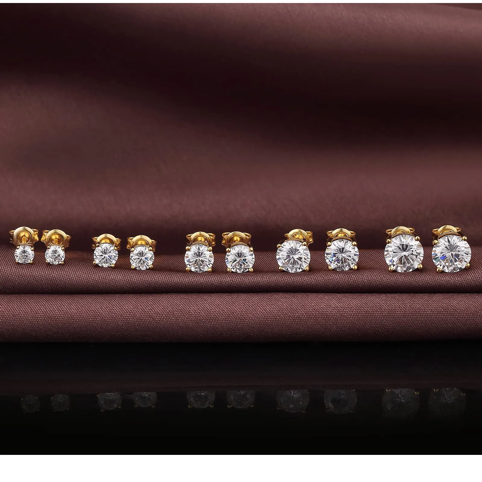 Jiahanzb Orecchini a bottone in argento sterling 925 con zirconi 8mm Oro - immagine 5