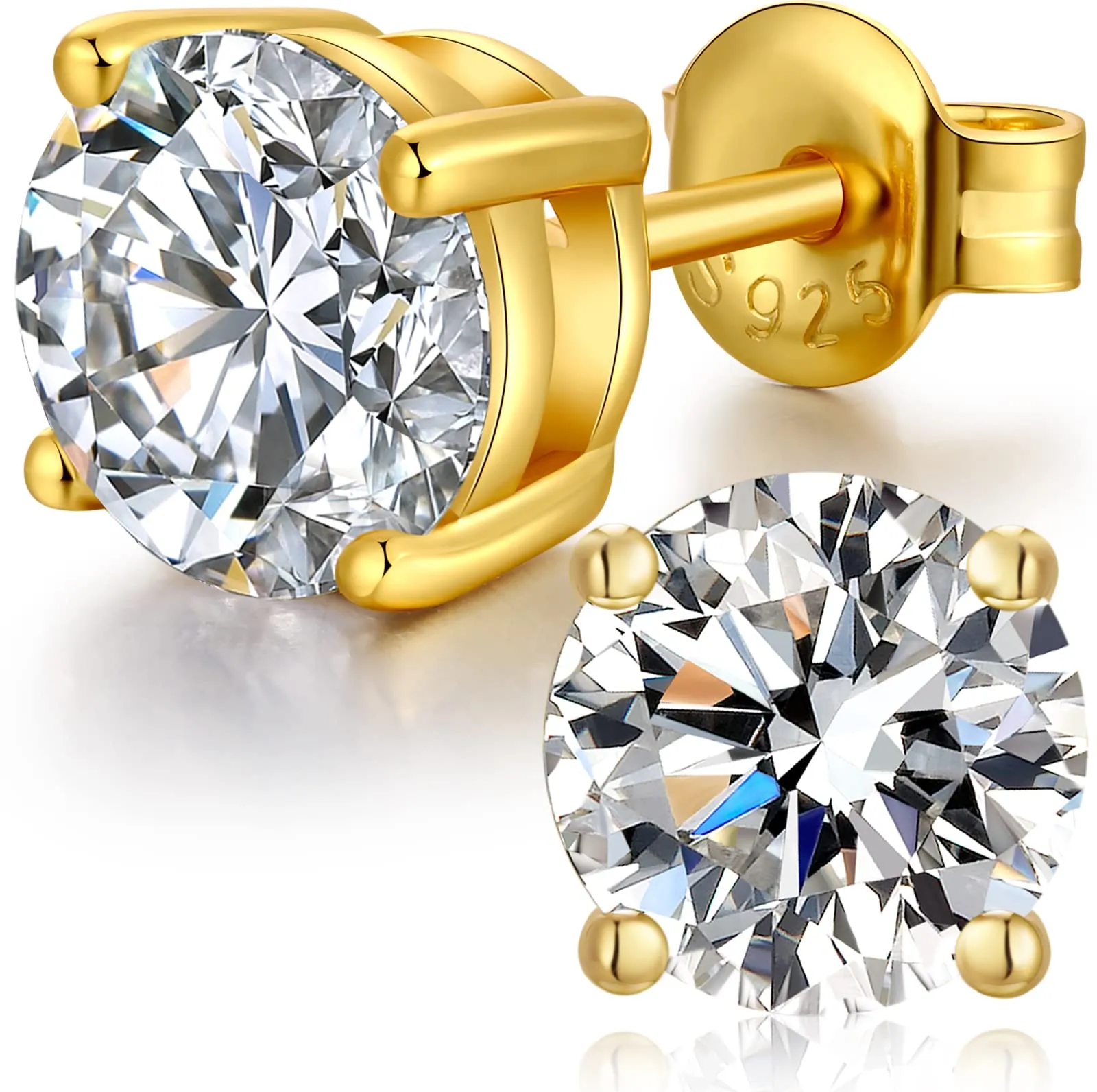 Jiahanzb Orecchini a Bottone in Argento Sterling 925 con Zirconi 4mm - immagine 1