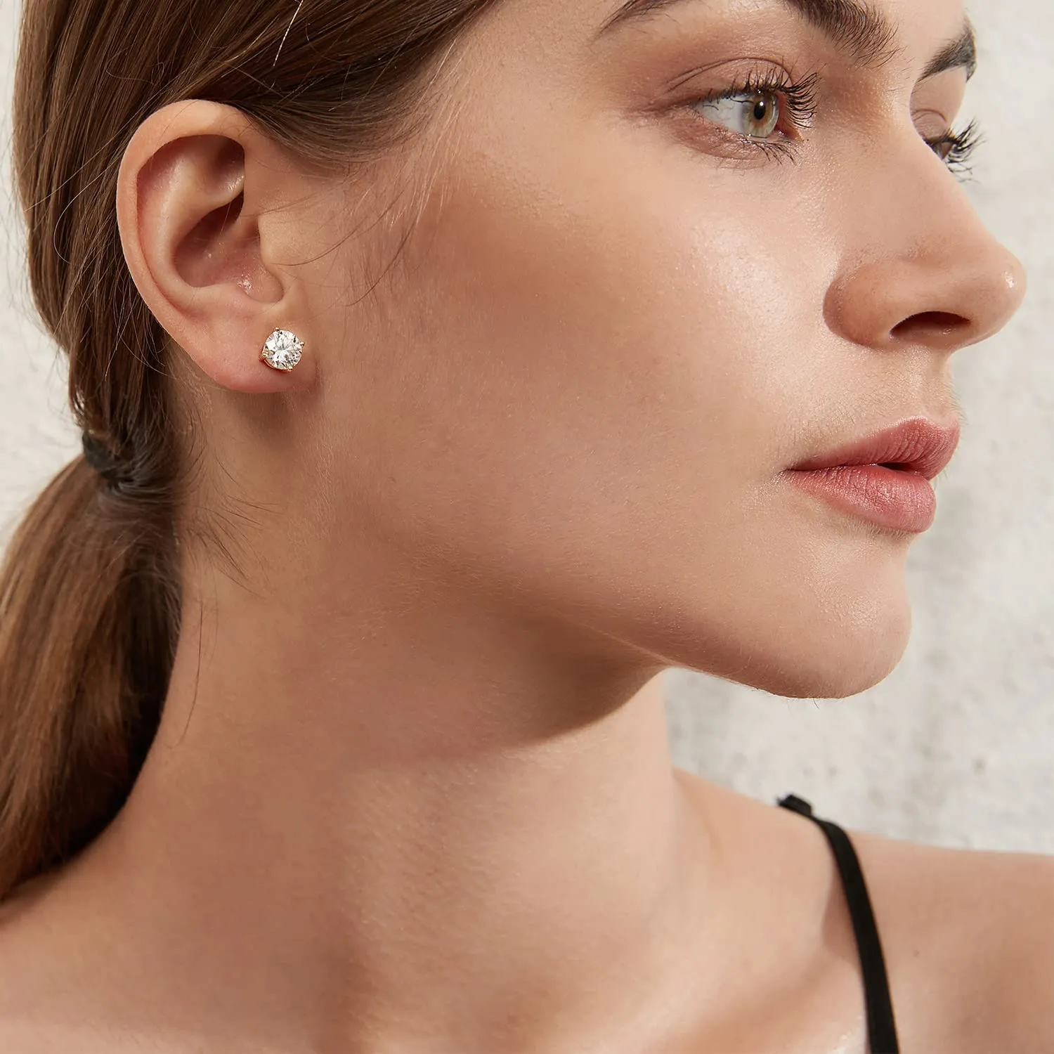 Jiahanzb Orecchini a Bottone in Argento Sterling 925 con Zirconi 4mm - immagine 2