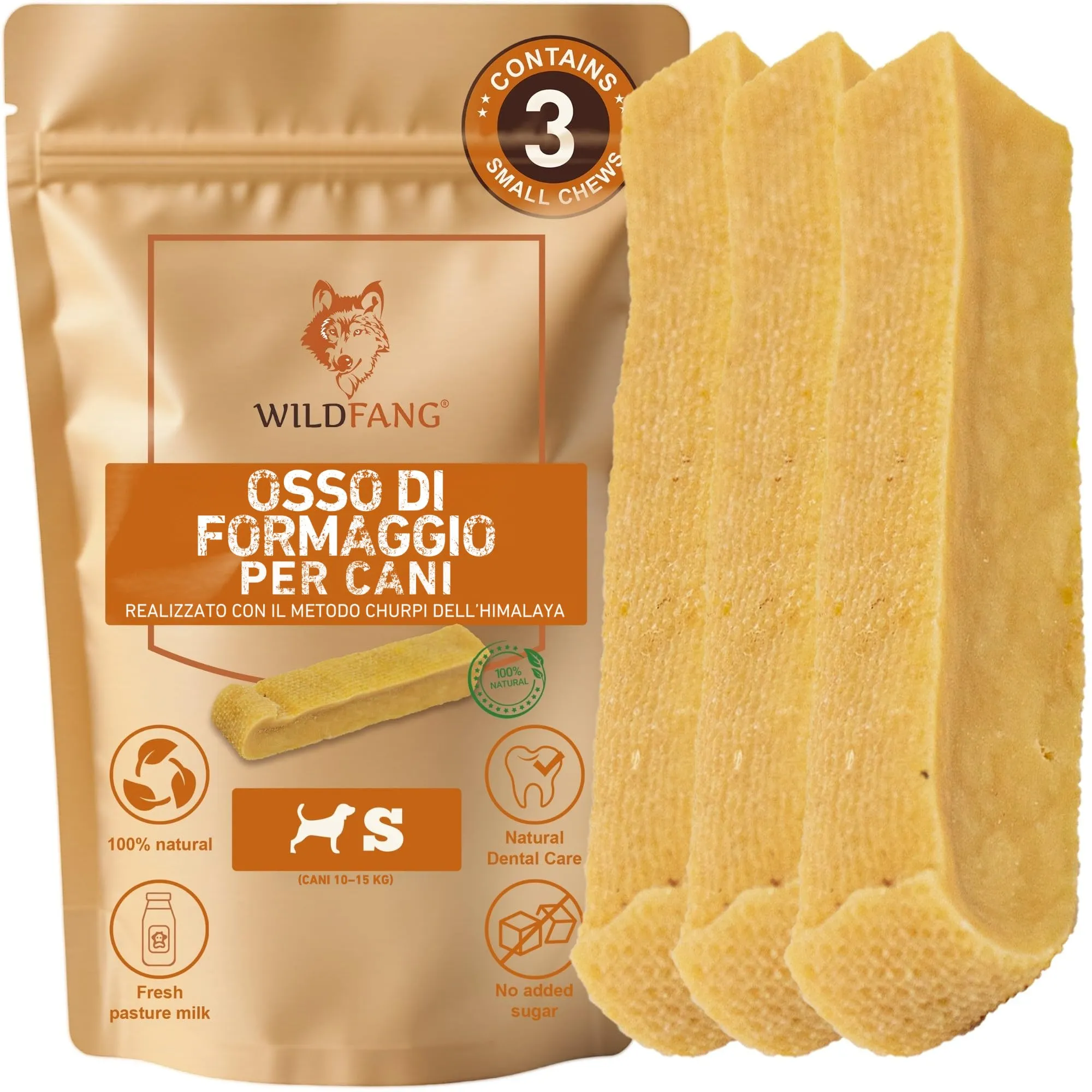 Wildfang Yak Kaustab Cane Formaggio dell'Himalaya, Set da 3 pezzi Taglia S (10-15 kg) - immagine 1