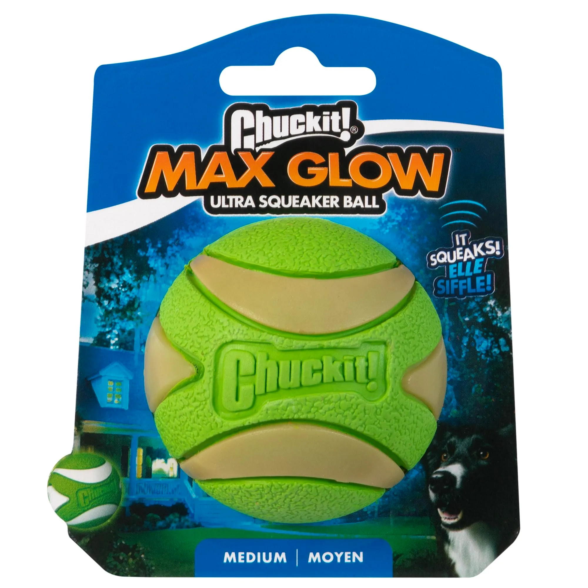 Chuckit! Max Glow Ultra Squeaker Ball, 6,5 cm - immagine 2