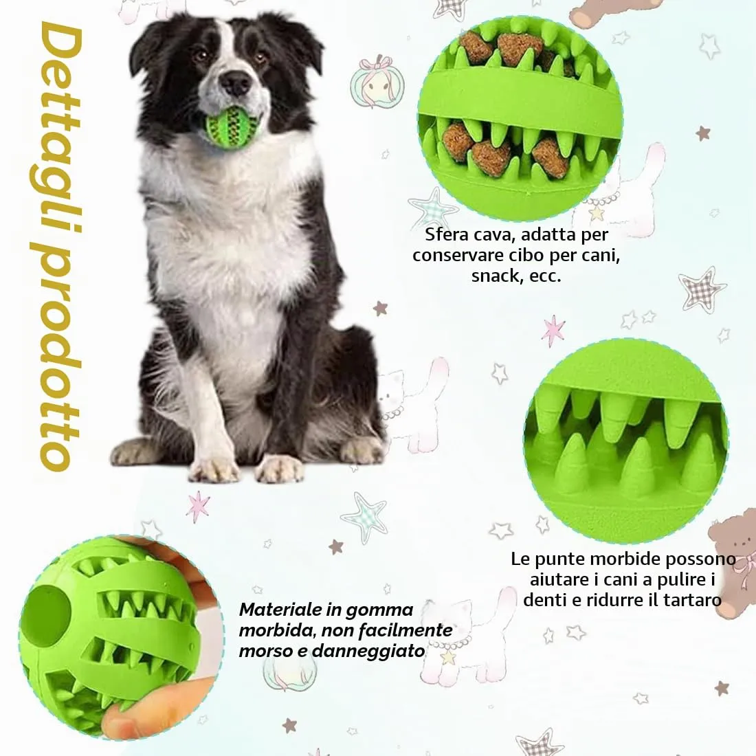 WEGLOK Pallina interattiva in gomma naturale per cani, Giocattolo da masticare e per l'alimentazione - immagine 3
