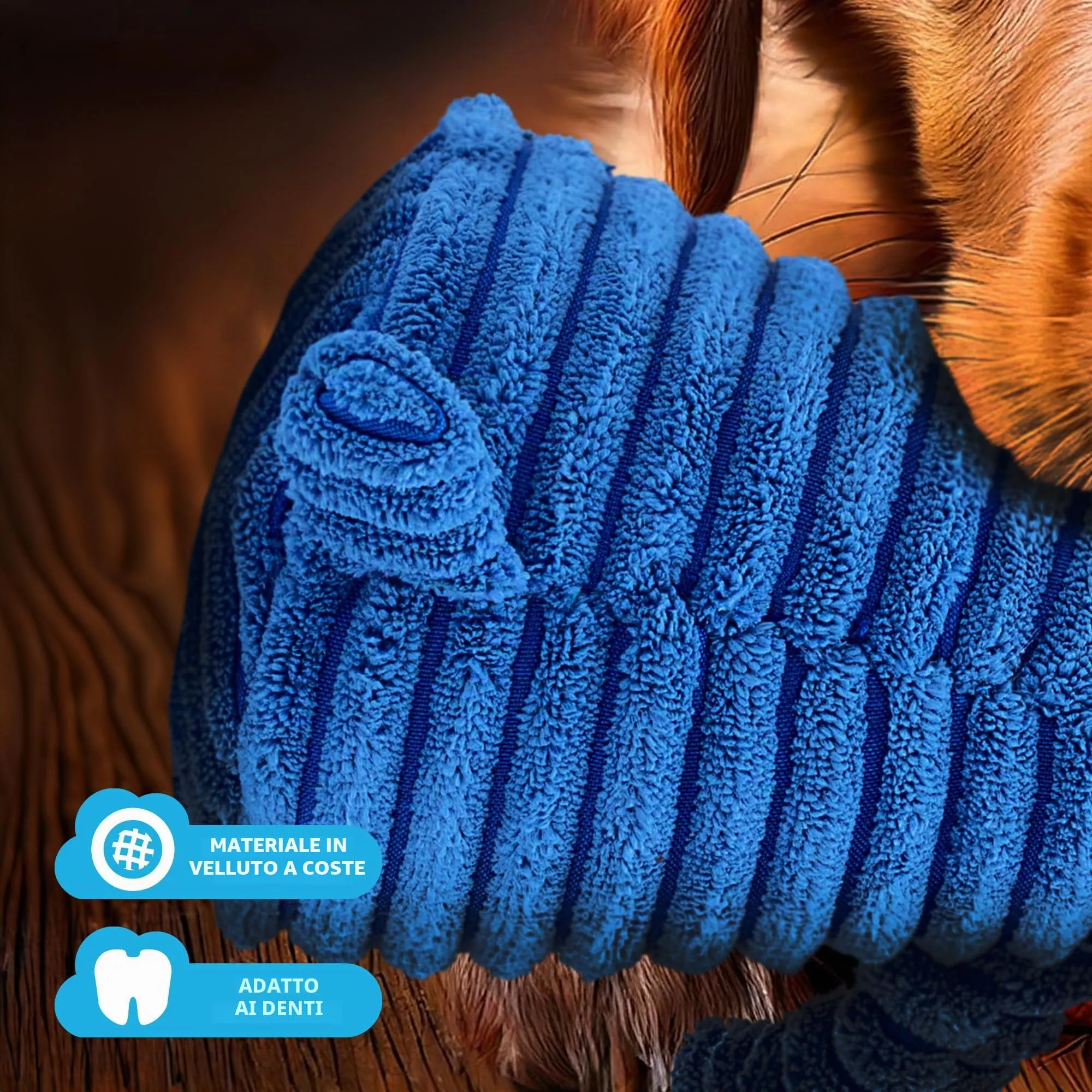 Zappi Co Elefante Blu in Peluche con Squeaker per Cani di Piccola e Media Taglia - immagine 6