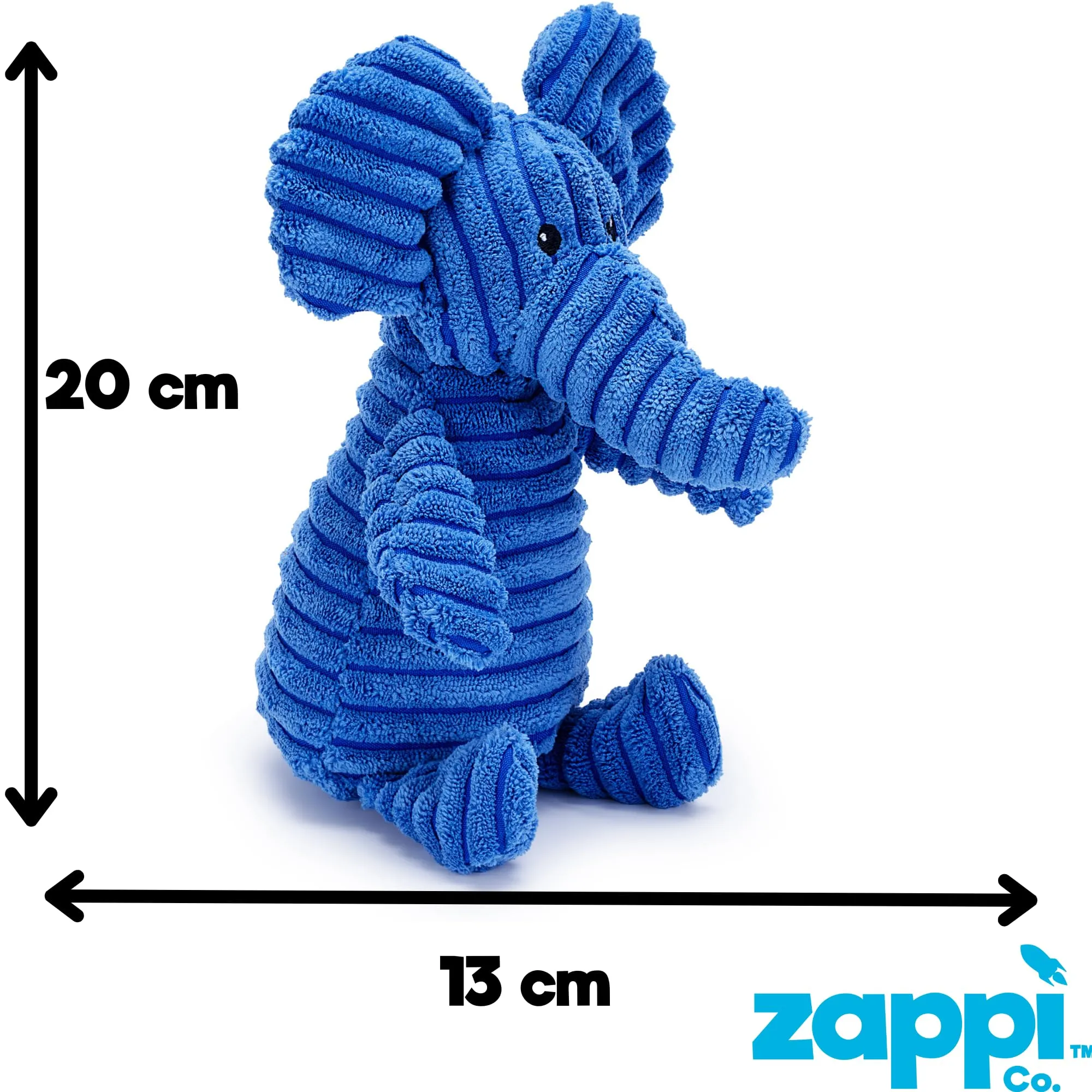 Zappi Co Elefante Blu in Peluche con Squeaker per Cani di Piccola e Media Taglia - immagine 7