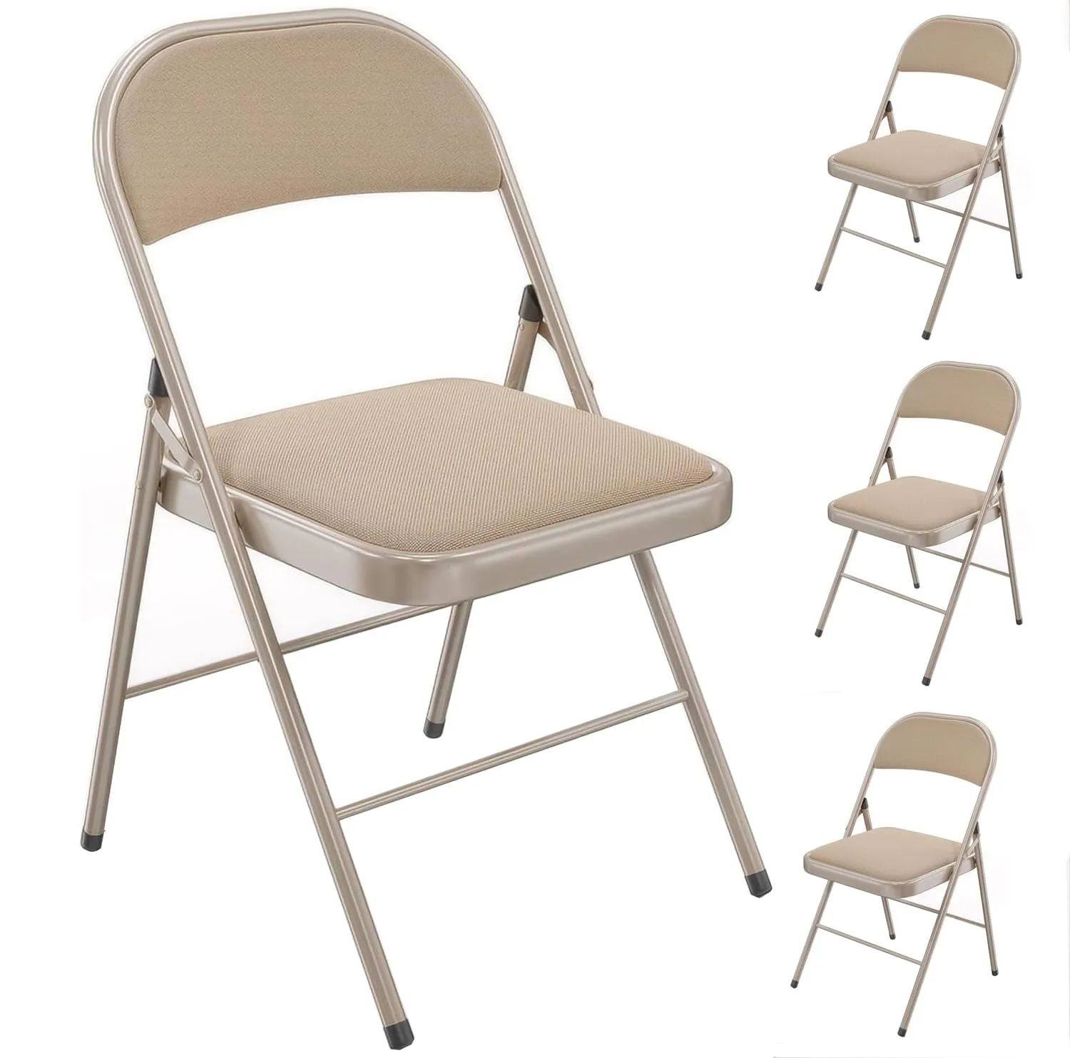 Asdsed Set di 2 Sedie Pieghevoli Imbottite, Portata 160 kg, Cachi - immagine 1