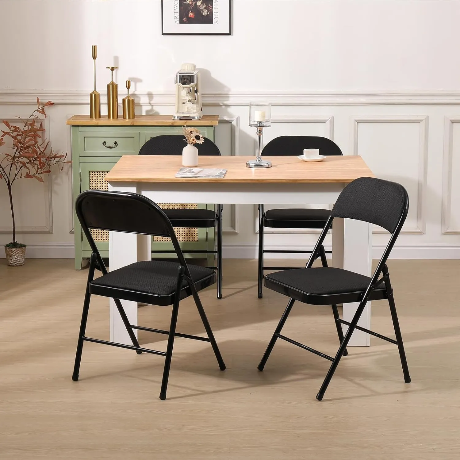 Asdsed Set di 2 Sedie Pieghevoli Imbottite, Portata 160 kg, Cachi - immagine 2