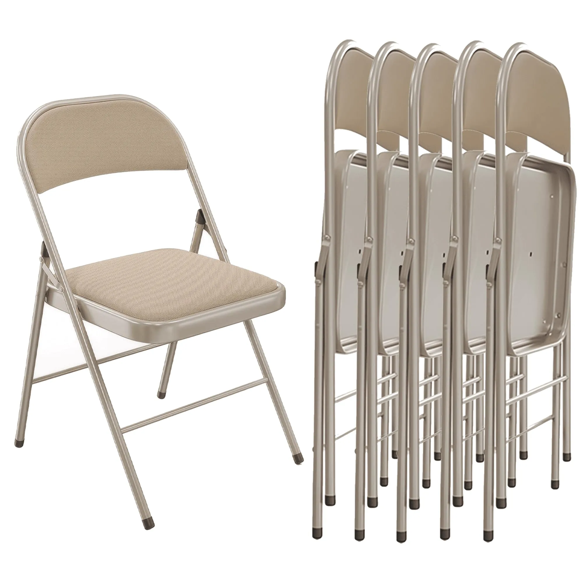 Asdsed Set di 2 Sedie Pieghevoli Imbottite, Portata 160 kg, Cachi - immagine 9