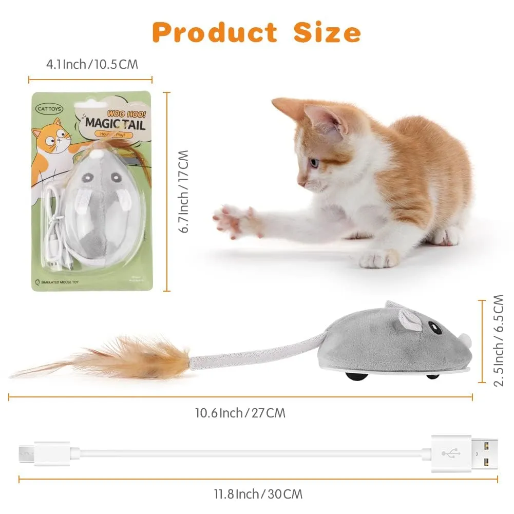 Adiwo Giocattolo Interattivo Elettrico per Gatti a Forma di Topo, Ricaricabile USB - immagine 2