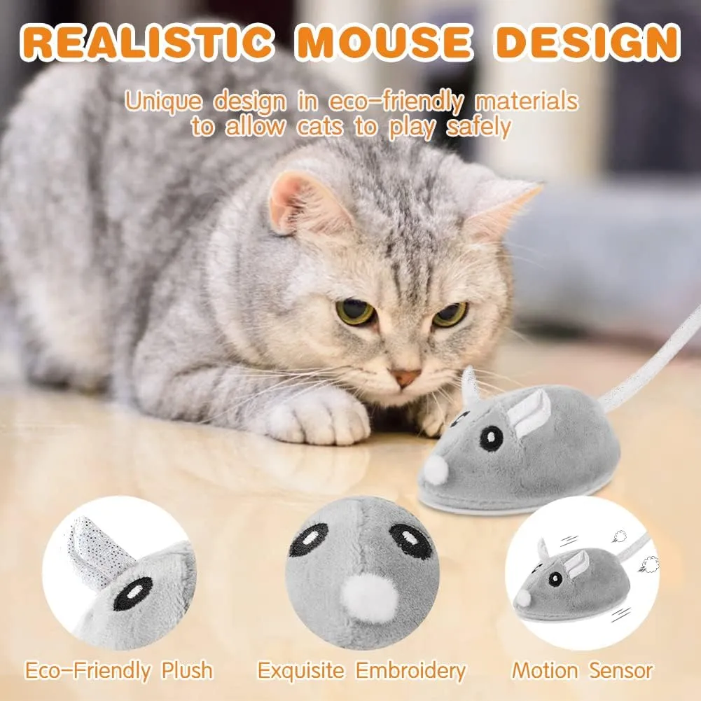 Adiwo Giocattolo Interattivo Elettrico per Gatti a Forma di Topo, Ricaricabile USB - immagine 7
