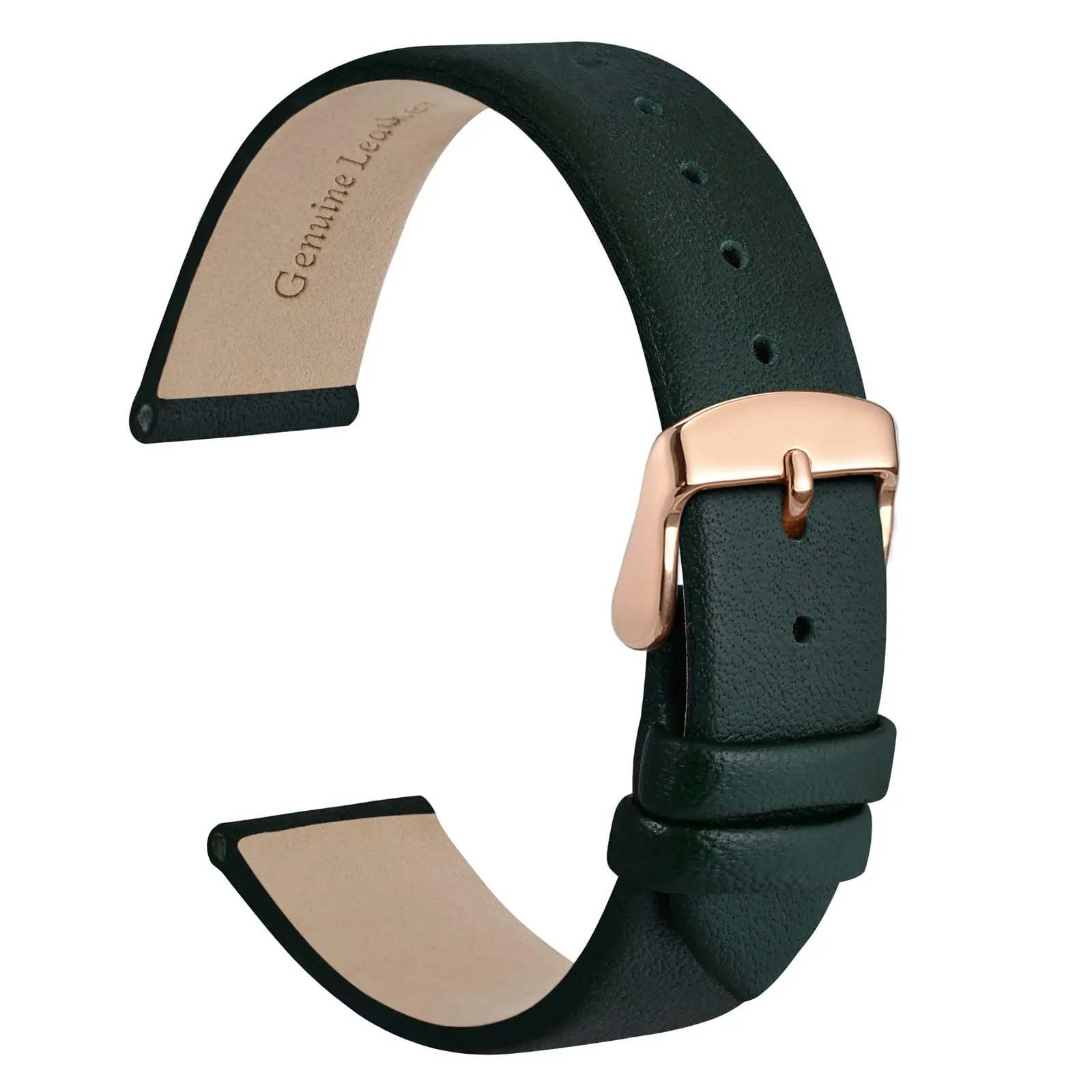 WOCCI Cinturino per Orologio in Pelle 10mm con Fibbia Oro Rosa (Verde Scuro) - immagine 1