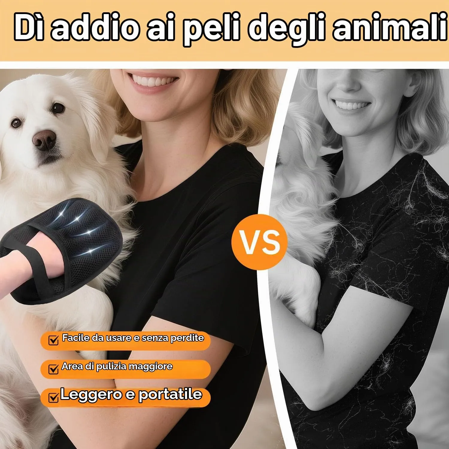Torven Guanto Rimuovi Peli Animali per Cani e Gatti, Antistatico e Riutilizzabile, Taglia L - immagine 5