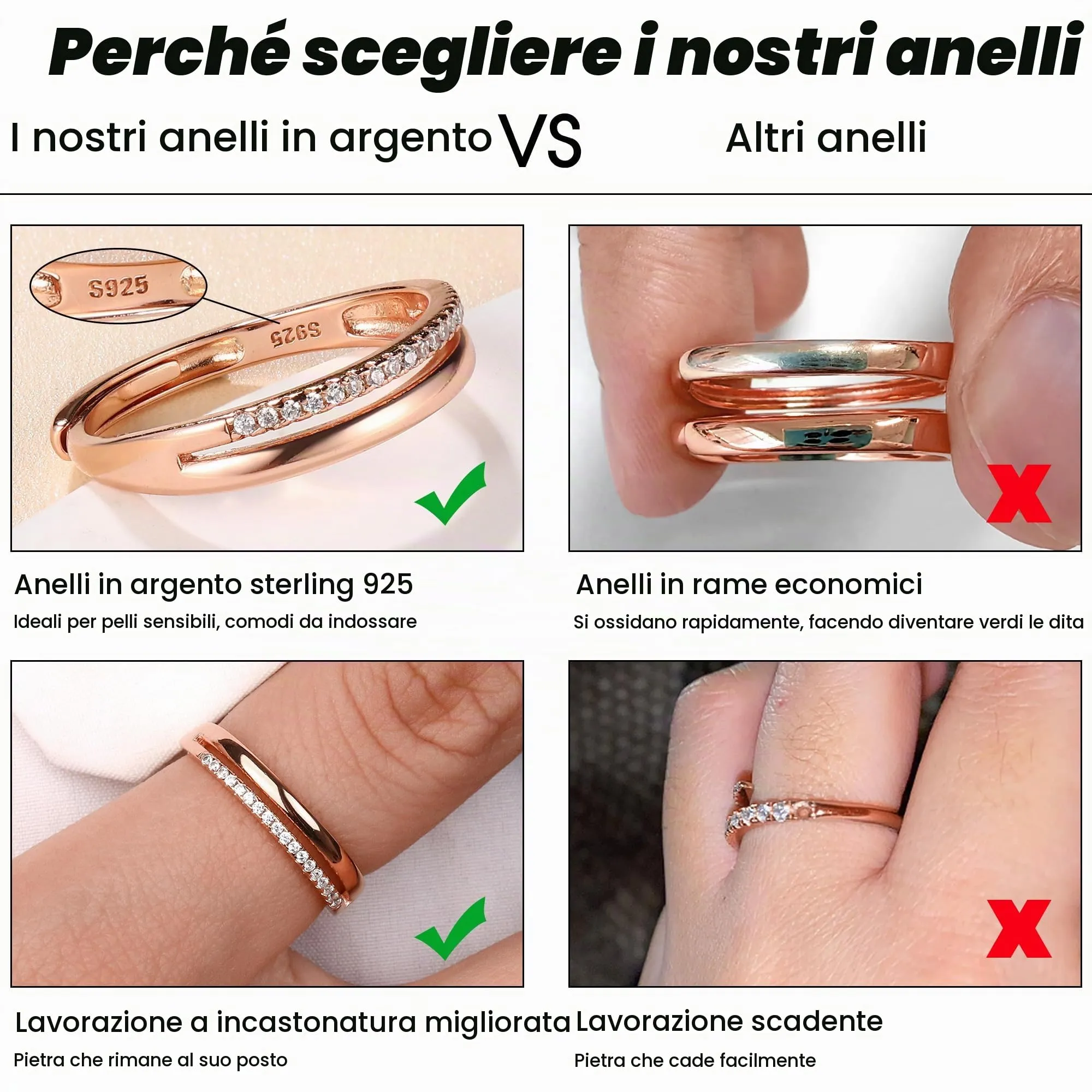 Adramata Anello Donna in Argento 925 Regolabile - immagine 2
