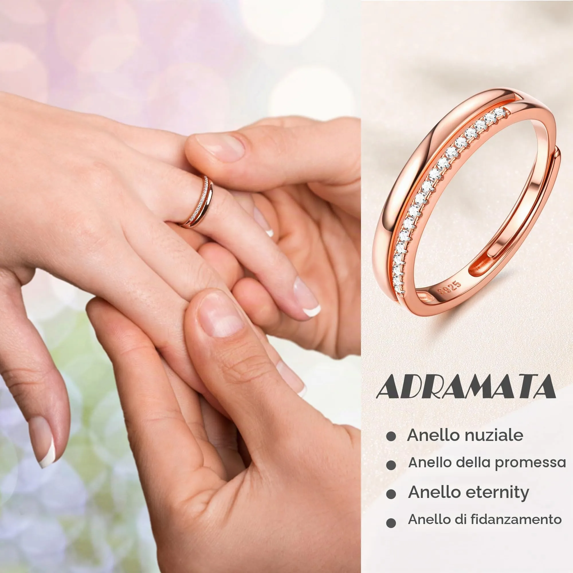Adramata Anello Donna in Argento 925 Regolabile - immagine 5
