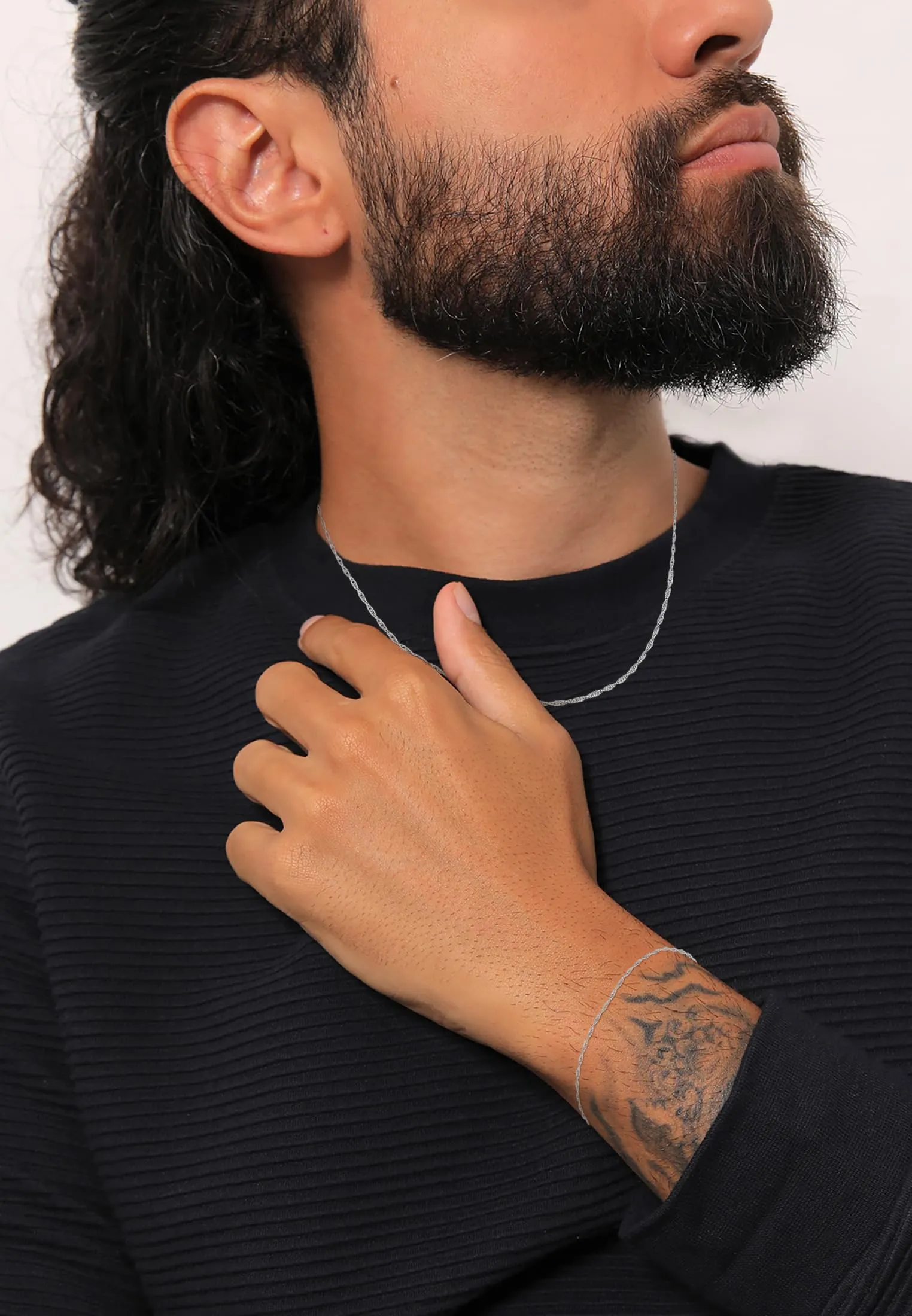 Kuzzoi Set di gioielli da uomo in argento sterling 925, collana 55 cm e bracciale 18+3 cm - immagine 5