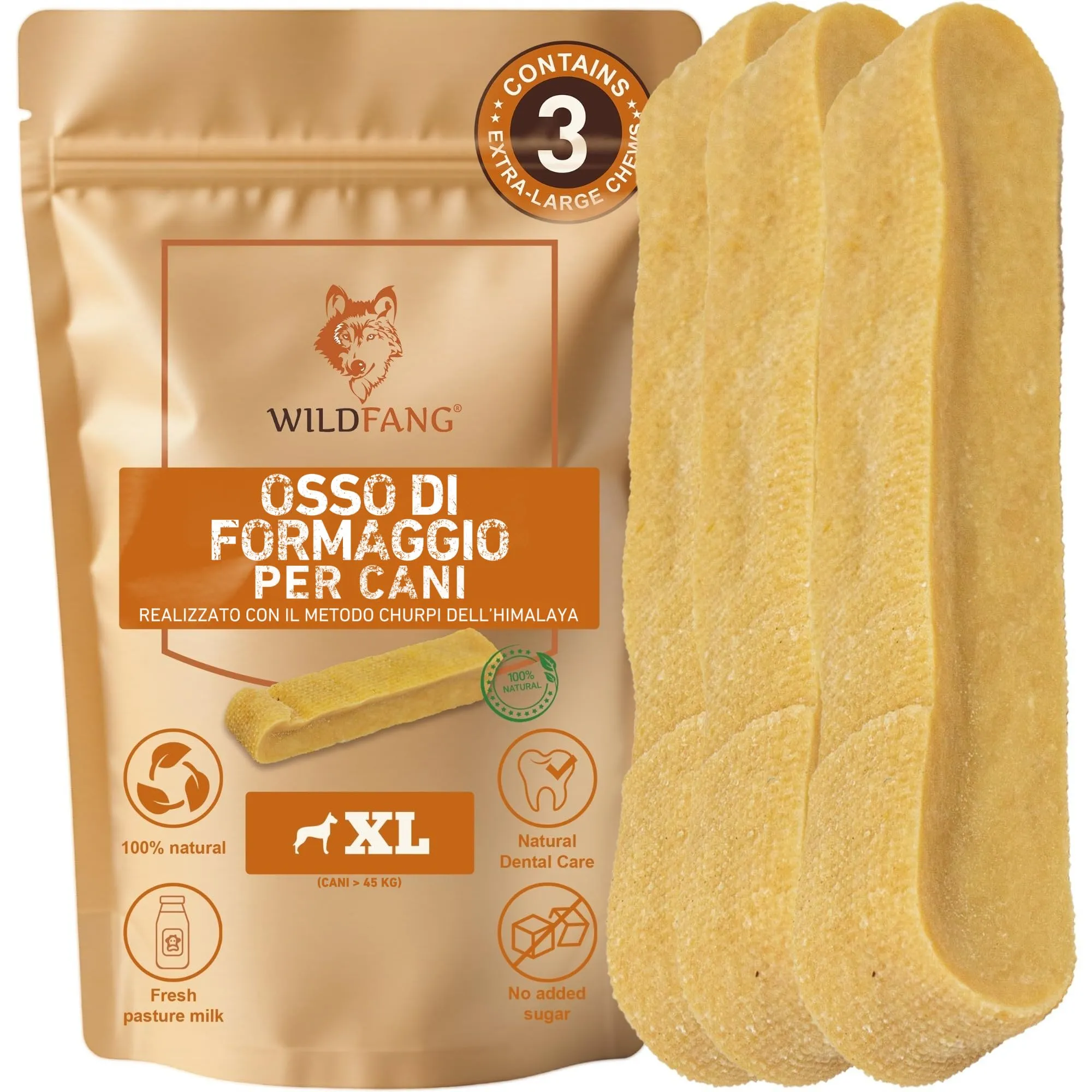 Wildfang Yak Chews Churpi Formaggio Himalayano, 123-150g, set da 3 XL - immagine 1