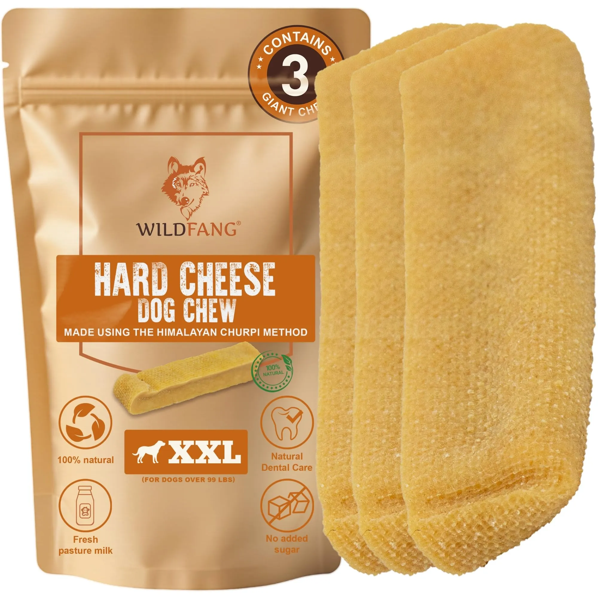 Wildfang Bastoncini da Masticare in Formaggio per Cani, Super XXL, Set di 3 - immagine 1