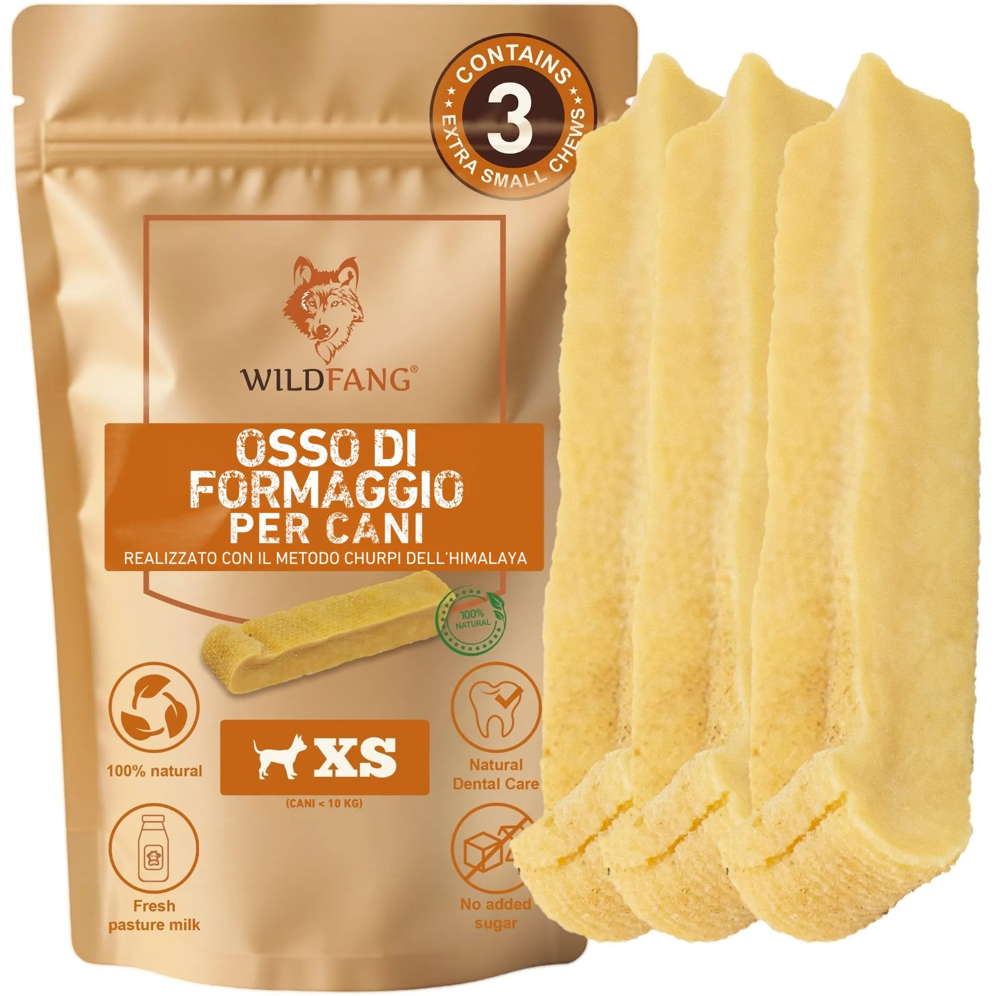 Wildfang Yak Chews Churpi, Formaggio Himalayano 18-24g, set da 3 - immagine 1