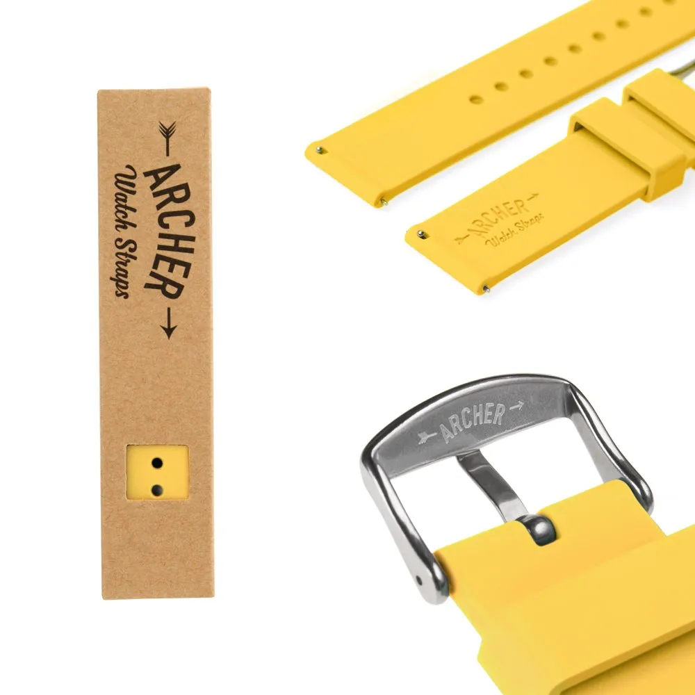Archer Watch Straps Cinturini a Sgancio Rapido in Silicone, Giallo Napoli, 22mm - immagine 6