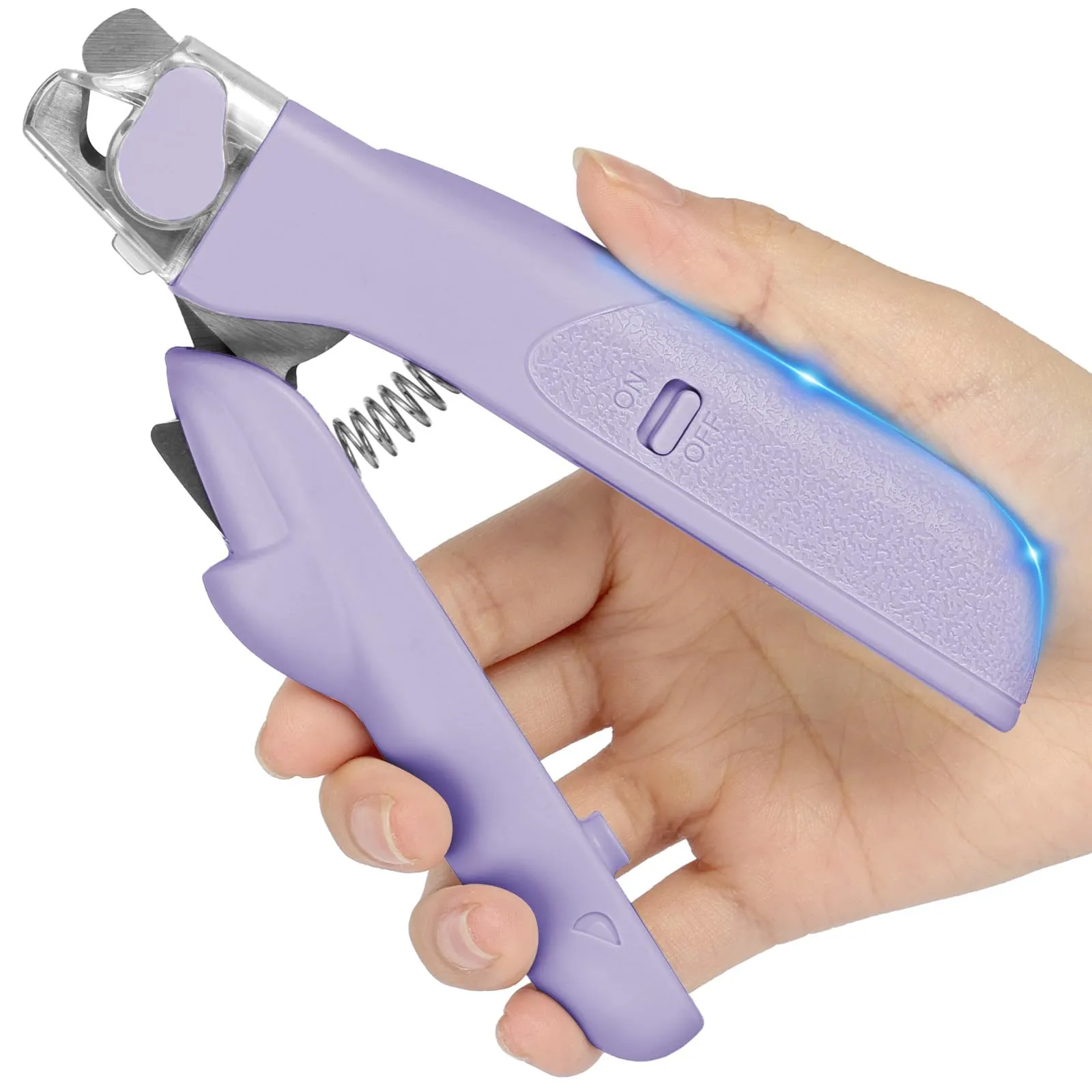 HOTUT Tagliaunghie per Cani e Gatti con Luce LED, Acciaio Inossidabile, Protezione di Sicurezza e Lima (Viola) - immagine 1