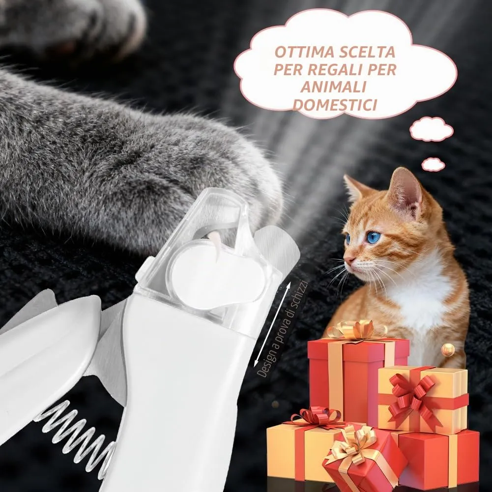 HOTUT Tagliaunghie per Cani e Gatti con Luce LED, Acciaio Inossidabile, Protezione di Sicurezza e Lima (Bianco) - immagine 6
