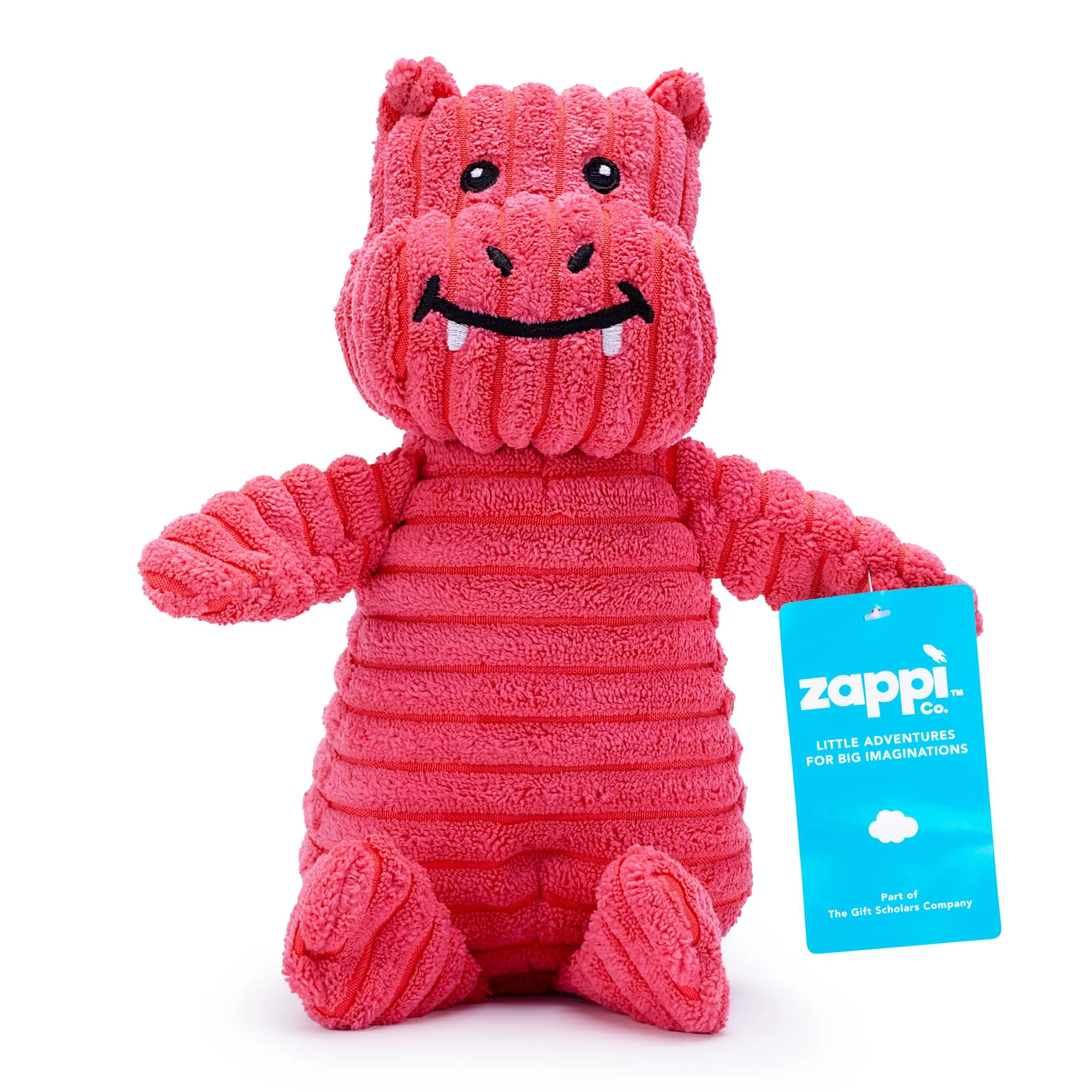 Zappi Co Ippopotamo Rosa in Peluche con Design a Forma di Drago e Squeaker - immagine 1