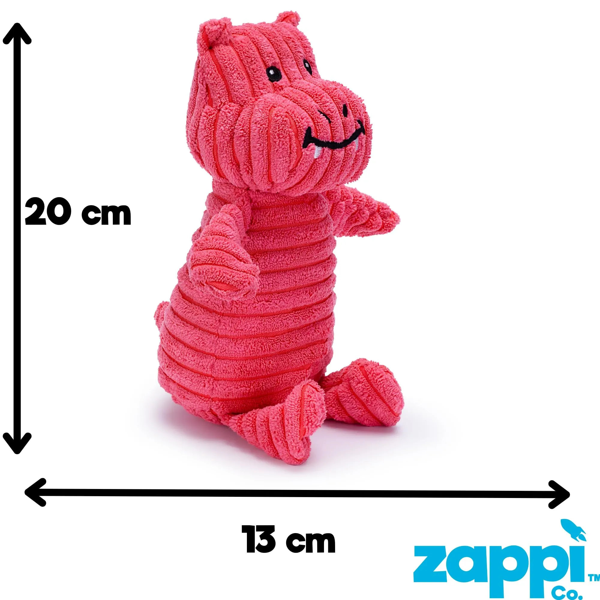 Zappi Co Ippopotamo Rosa in Peluche con Design a Forma di Drago e Squeaker - immagine 5