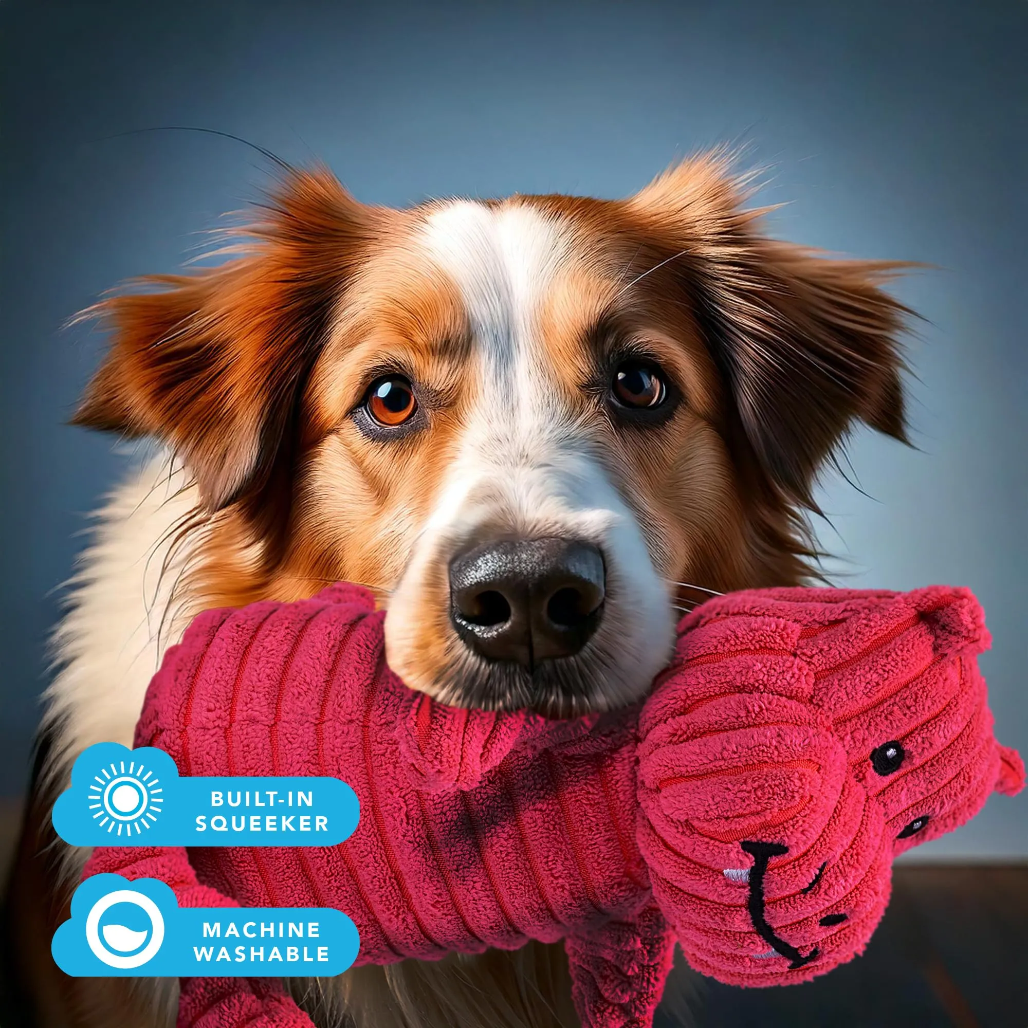 Zappi Co Ippopotamo Rosa in Peluche con Design a Forma di Drago e Squeaker - immagine 8