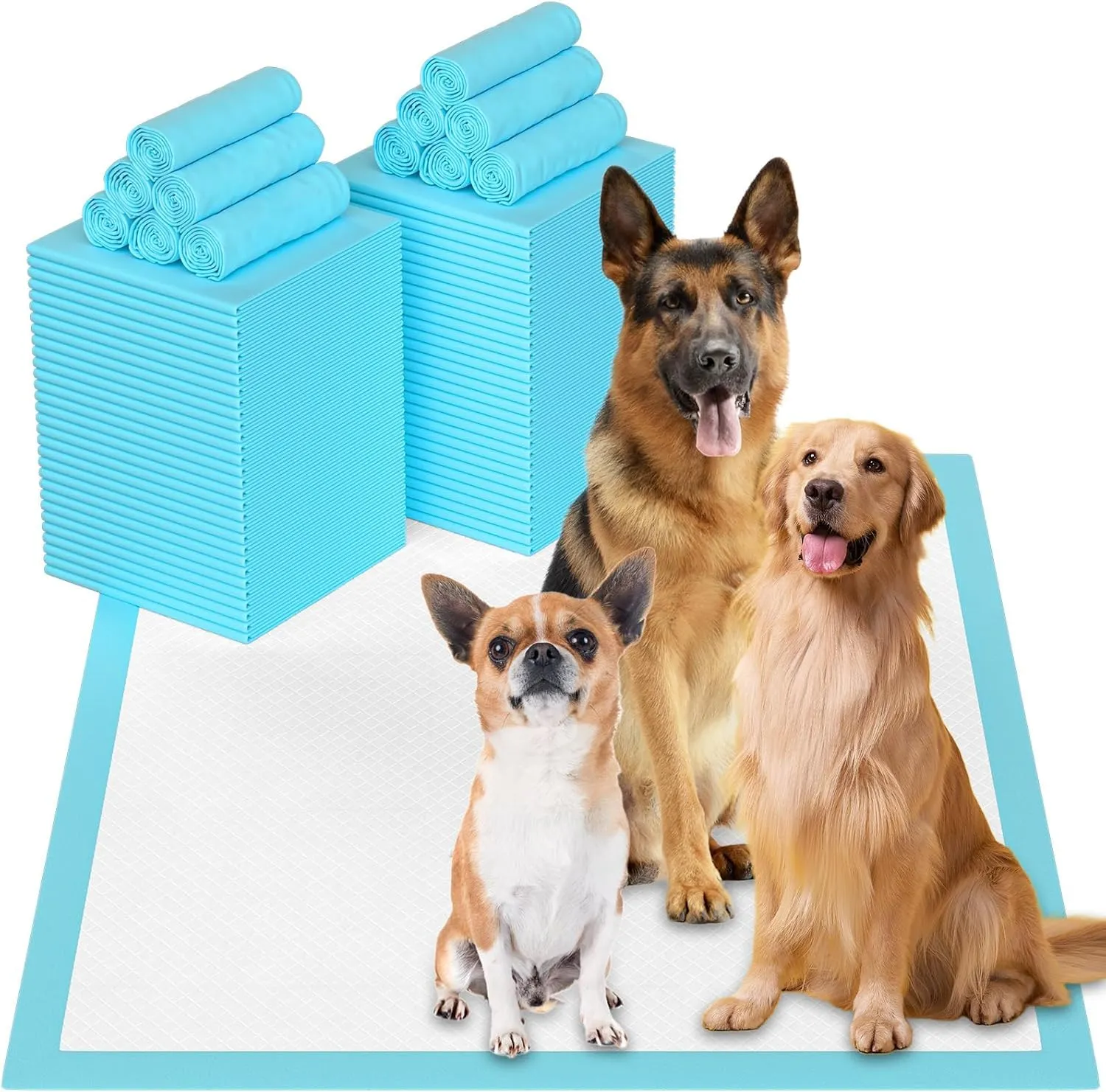 BFUVDSD Tappetini Assorbenti per Animali Domestici, 80x90 cm, 60 Pezzi, Design a 6 Strati a Prova di Perdite - immagine 1