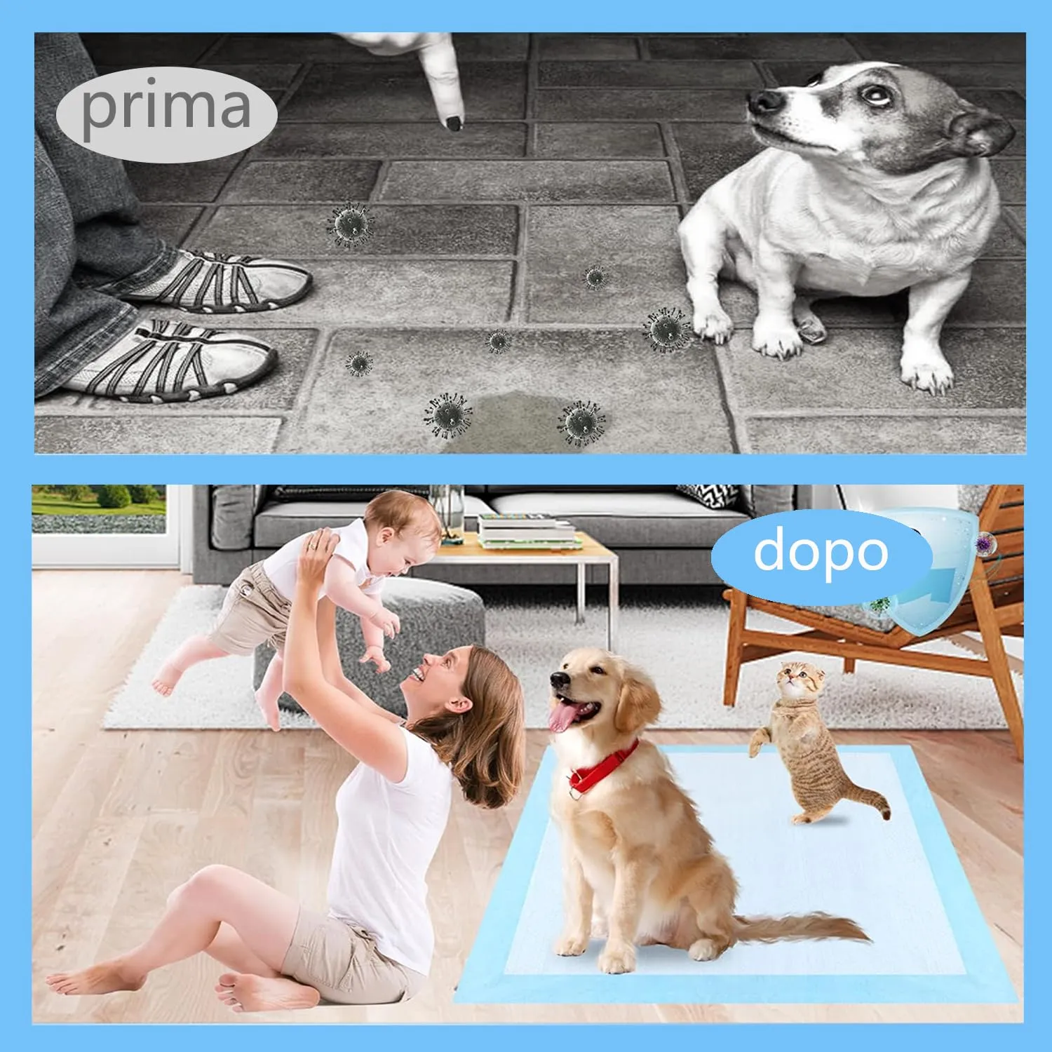 BFUVDSD Tappetini Assorbenti per Animali Domestici, 80x90 cm, 60 Pezzi, Design a 6 Strati a Prova di Perdite - immagine 6