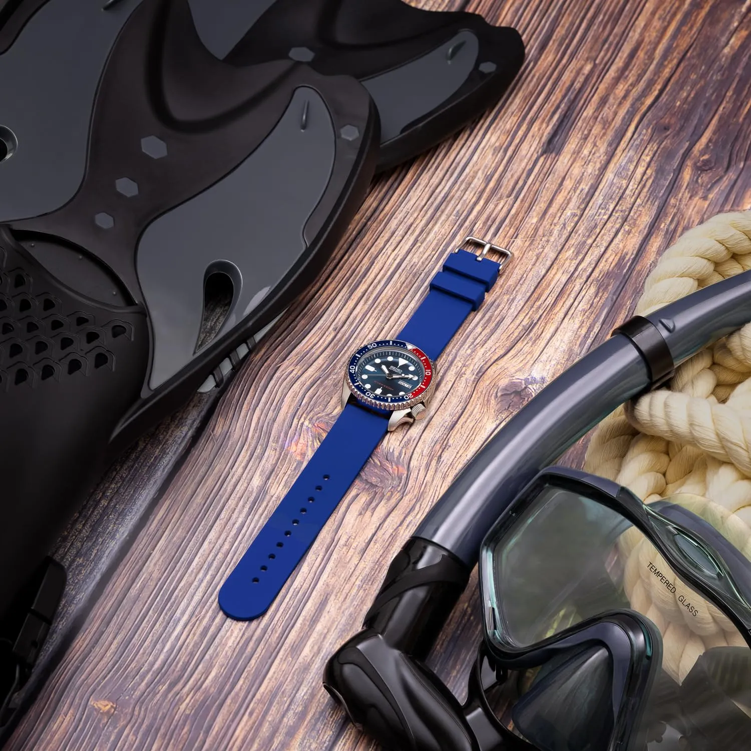 Archer Watch Straps Cinturini a Sgancio Rapido in Silicone, Blu Cobalto, 18mm - immagine 3