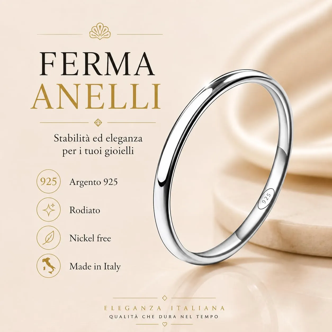 Donipreziosi Ferma Anelli in Argento 925 Rodiato, Misura 23 - immagine 2
