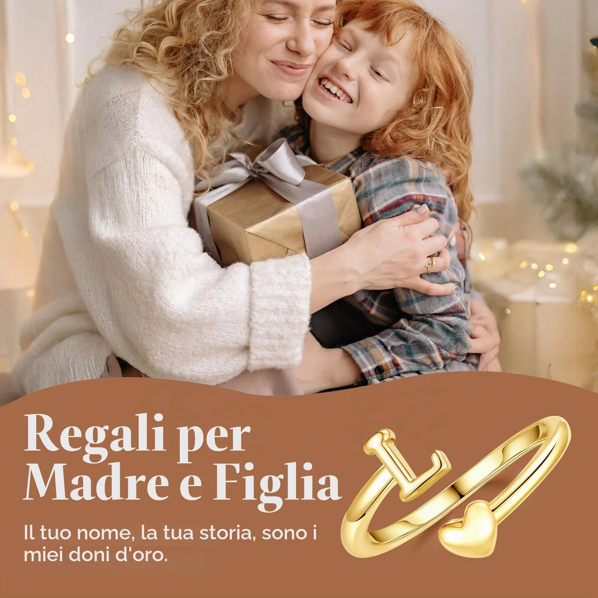 TINGN Anelli a cuore con iniziali placcati in oro 14 carati per donna - immagine 5