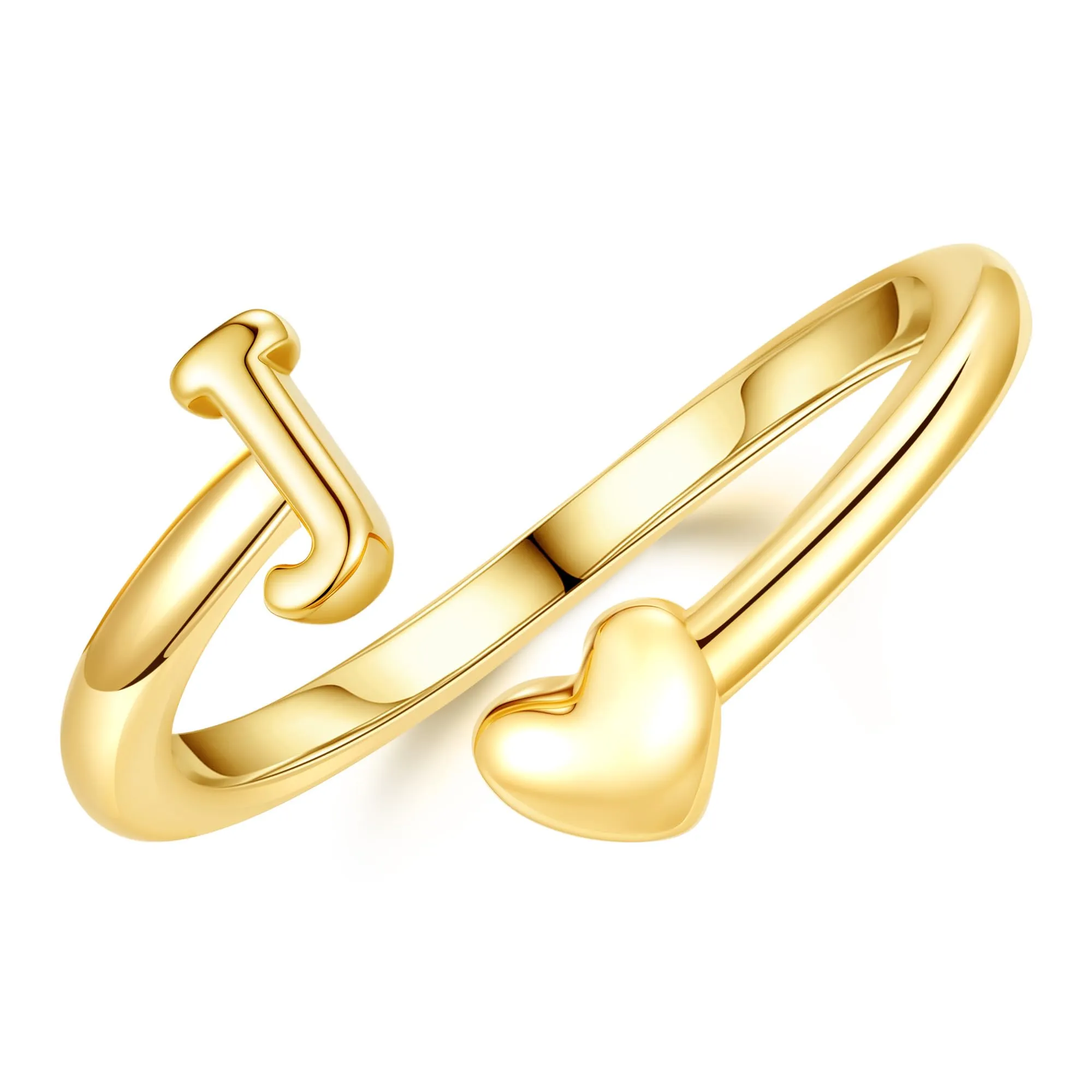TINGN Anello in Oro 14K Placcato a Cuore con Lettere, Impermeabile e Regolabile per Donne e Ragazze - immagine 1
