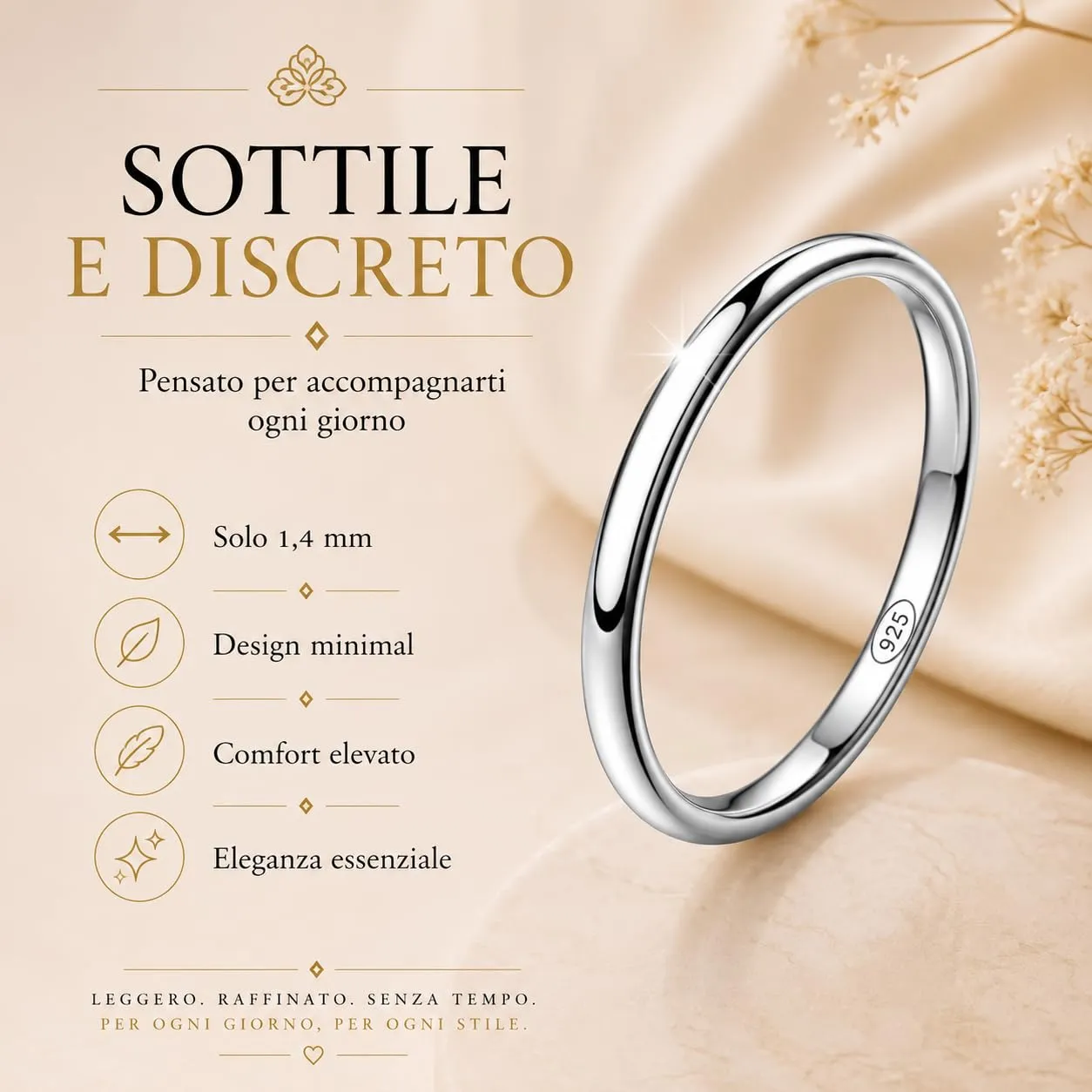 Donipreziosi Ferma Anelli in Argento 925 Rodiato, Misura 9 - immagine 4