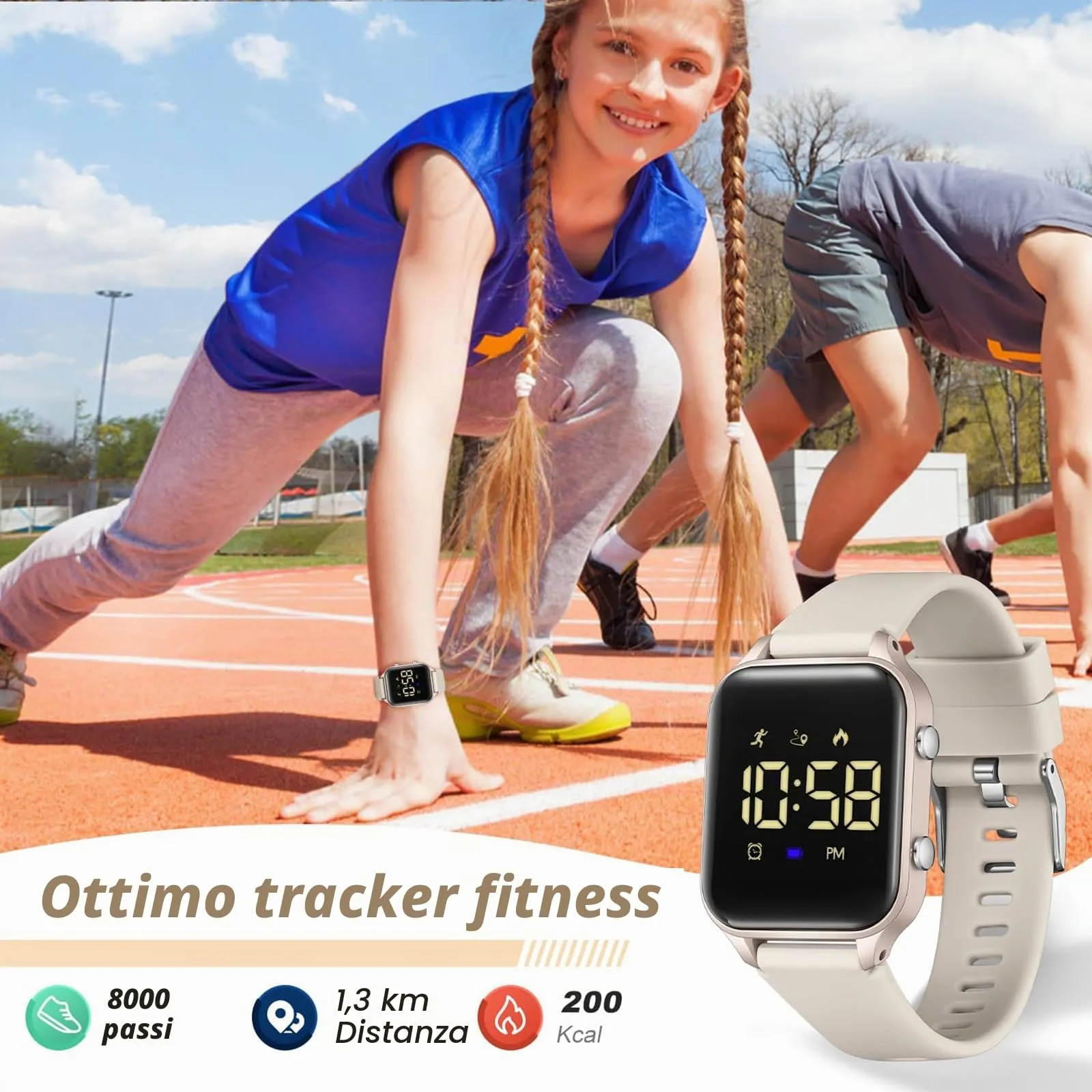 Timever Orologio Digitale per Bambini con Contapassi, Sveglia, Cronometro, Luce e Data, Cinturino in Silicone - immagine 3