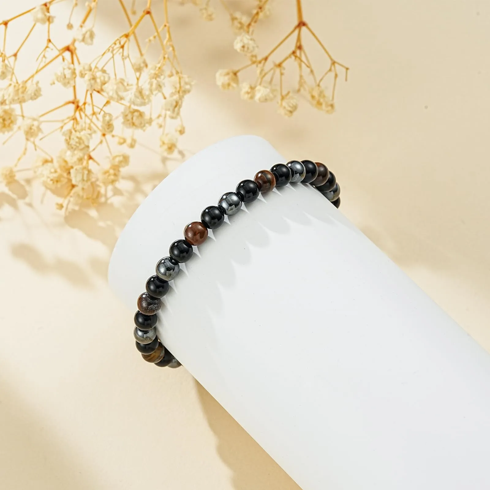 Aretas Bracciale in perline di cristallo e pietra naturale per donna - immagine 5