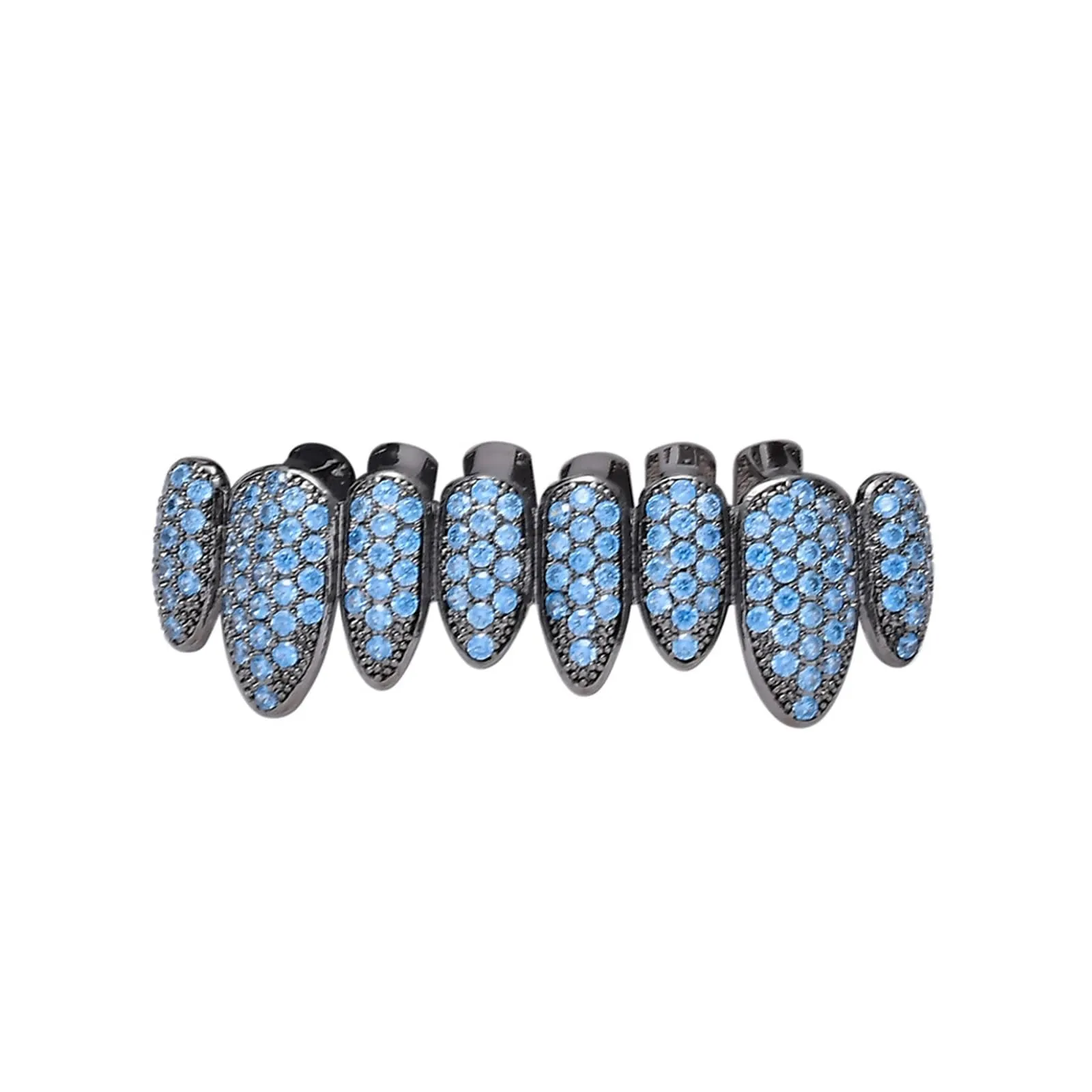 AHTCPO Set di Grillz Hip Hop Placcati Oro con Strass CZ Multicolore, Dentari Superiori e Inferiori Regolabili (Mint Green Lower Teeth) - immagine 1