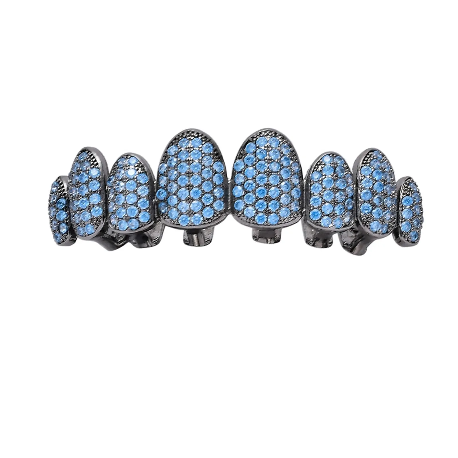 AHTCPO Set di Grillz Hip Hop Placcati Oro con Strass CZ Multicolore, Dentari Superiori e Inferiori Regolabili (Mint green upper teeth) - immagine 1