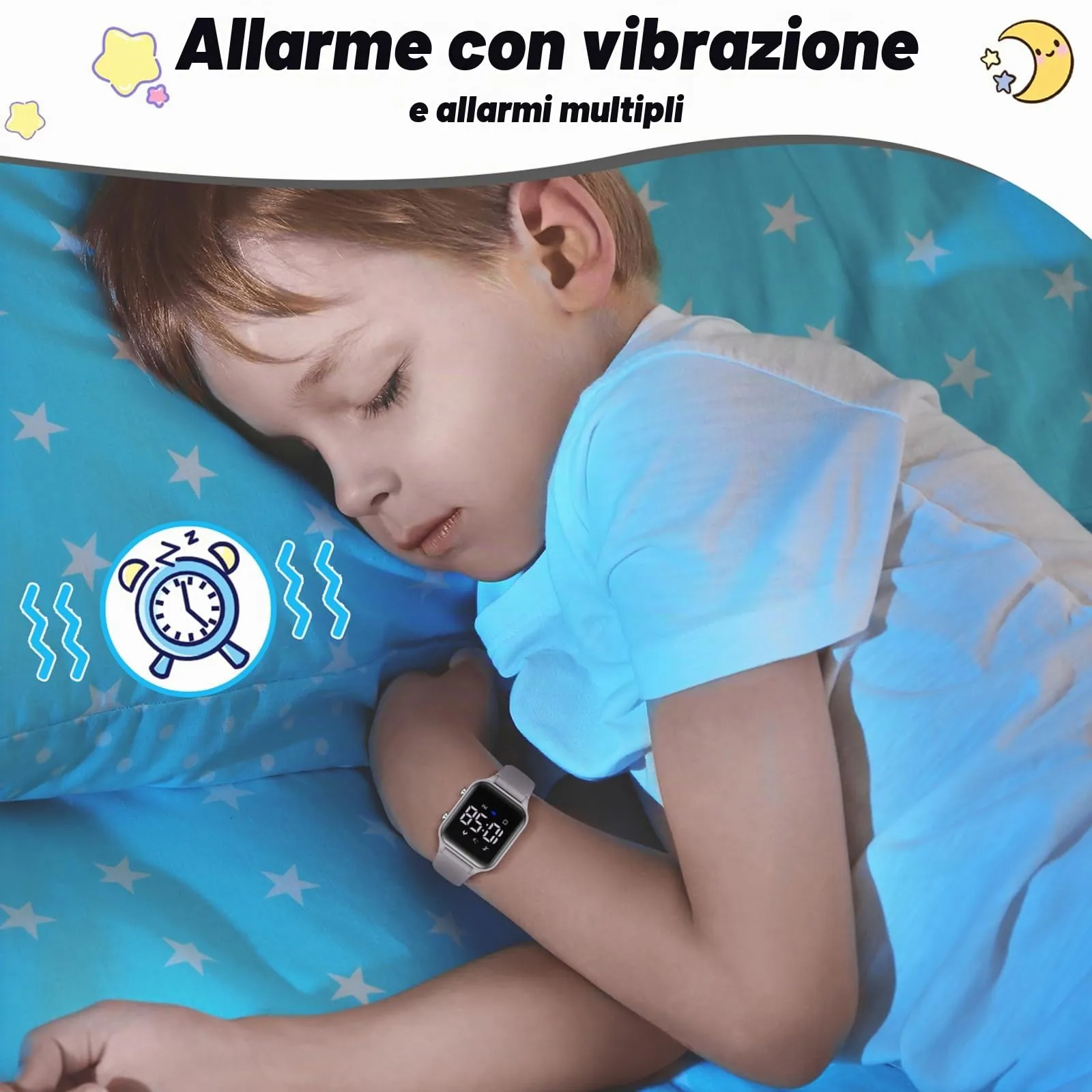 Timever Orologio Digitale per Bambini con Contapassi, Sveglia, Cronometro e Luce - L6615E-G - immagine 5