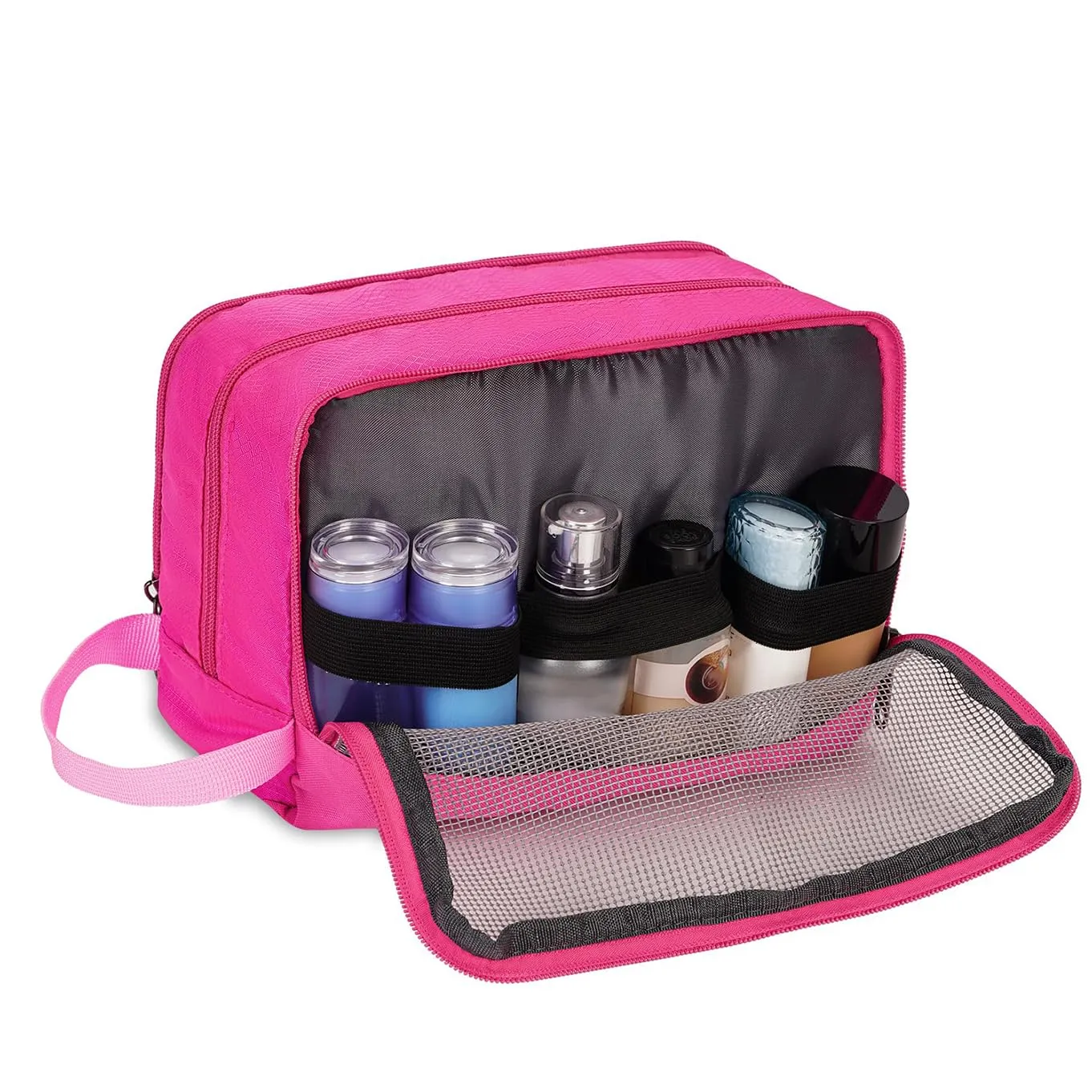 WANDF Beauty Bag Toiletry Bag for Men & Women, A-Pure Pink - immagine 3