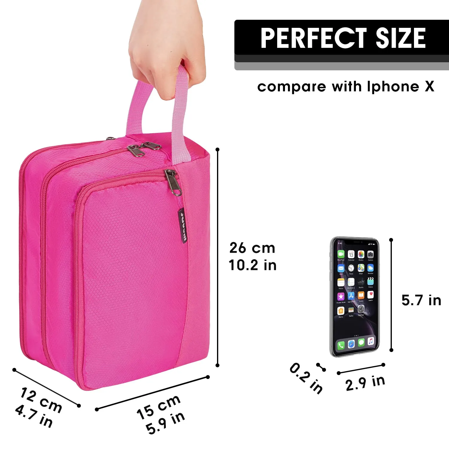 WANDF Beauty Bag Toiletry Bag for Men & Women, A-Pure Pink - immagine 5