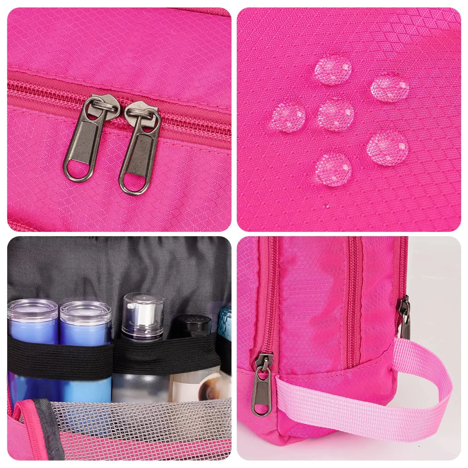 WANDF Beauty Bag Toiletry Bag for Men & Women, A-Pure Pink - immagine 7